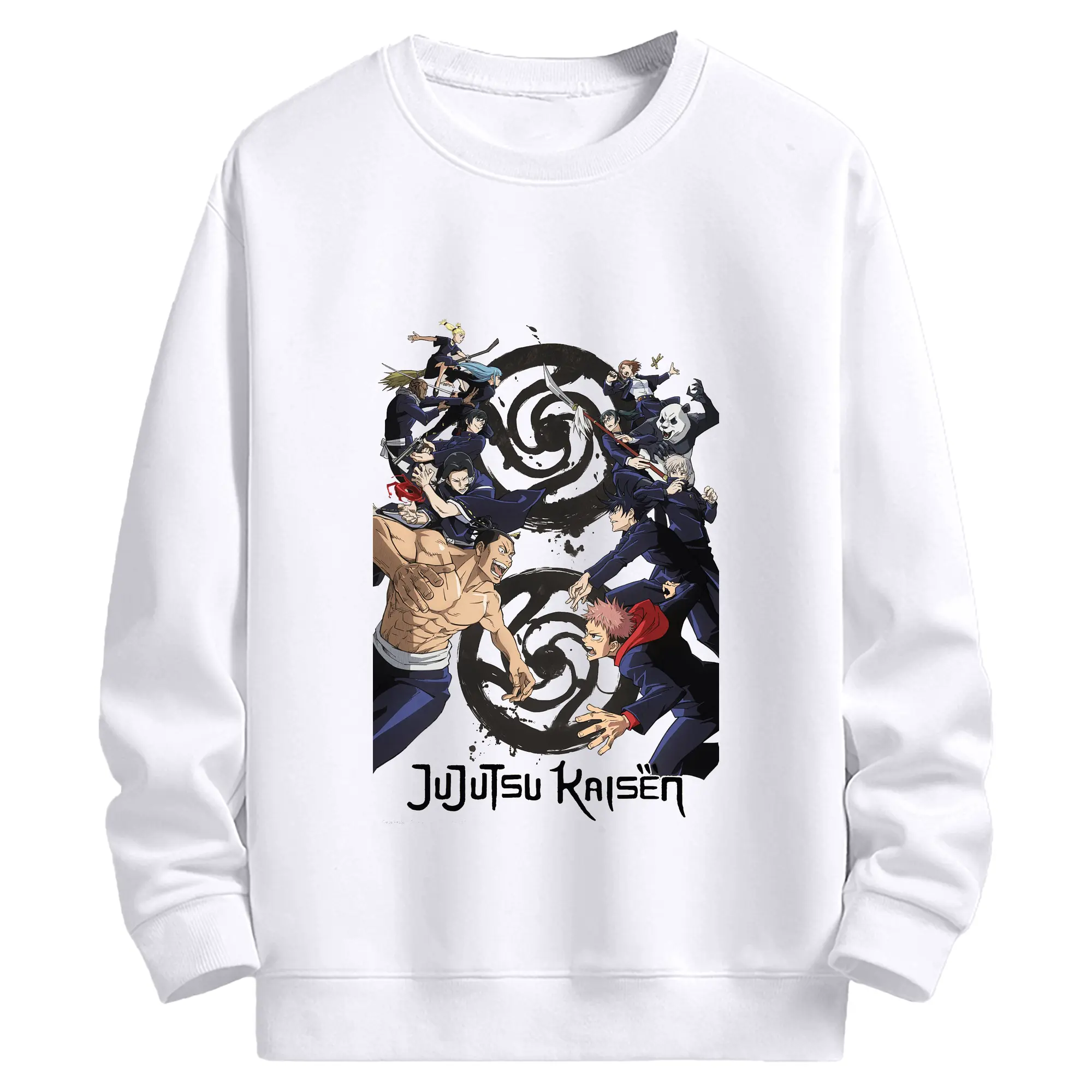 呪術廻戦 - 高品質 クルーネック スウェット ・ コットン59％ ポリエステル41％ ・ ユニセックス 長袖 トレーナー ・ カジュアル デイリー スポーツ 散歩用
