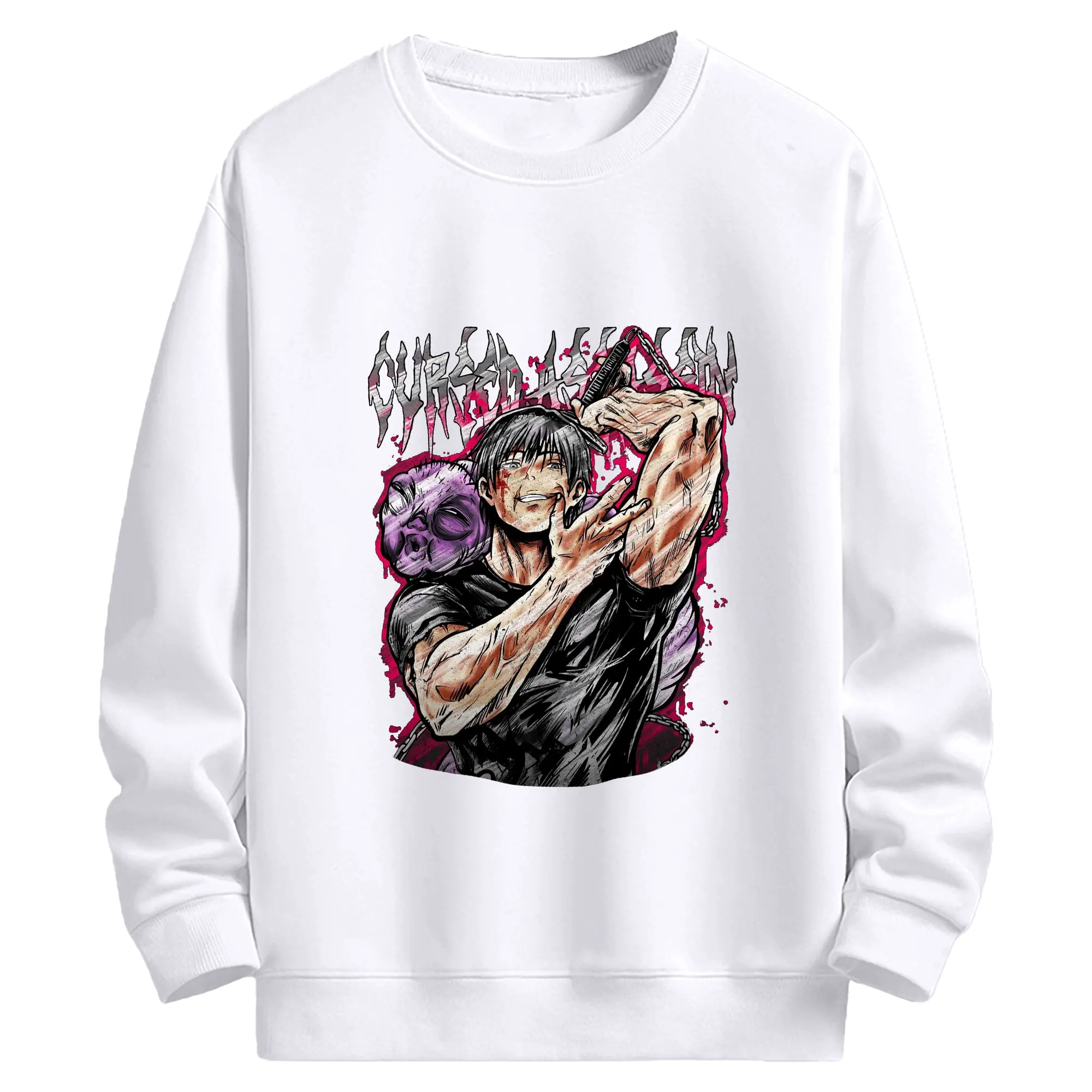 呪術廻戦  伏黒甚爾天与呪縛術師殺し - 高品質 クルーネック スウェット ・ コットン59％ ポリエステル41％ ・ ユニセックス 長袖 トレーナー ・ カジュアル デイリー スポーツ 散歩用