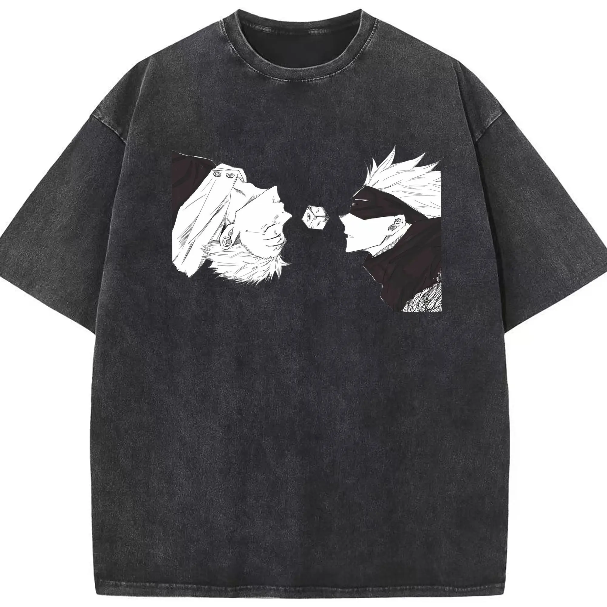 呪術廻戦 五条悟先生 - 綿100％ ヴィンテージ風 半袖Tシャツ ・ フロントプリント ・ 柔らか肌触り ・ 通気性 快適 ・ スポーツ カジュアル 外出用