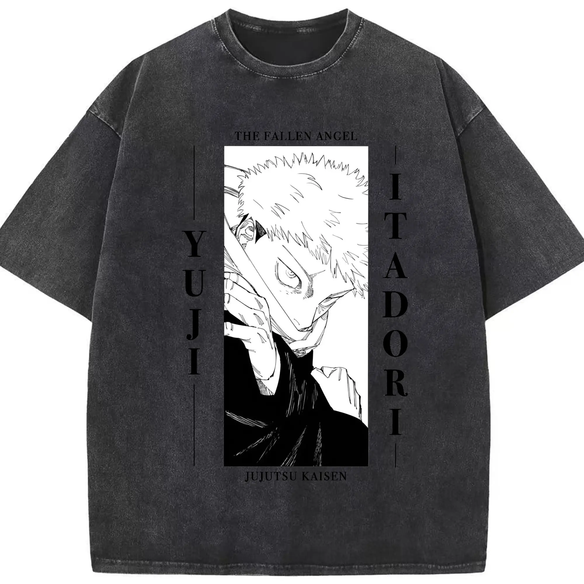 呪術廻戦  虎杖悠仁覚醒 - 綿100％ ヴィンテージ風 半袖Tシャツ ・ フロントプリント ・ 柔らか肌触り ・ 通気性 快適 ・ スポーツ カジュアル 外出用