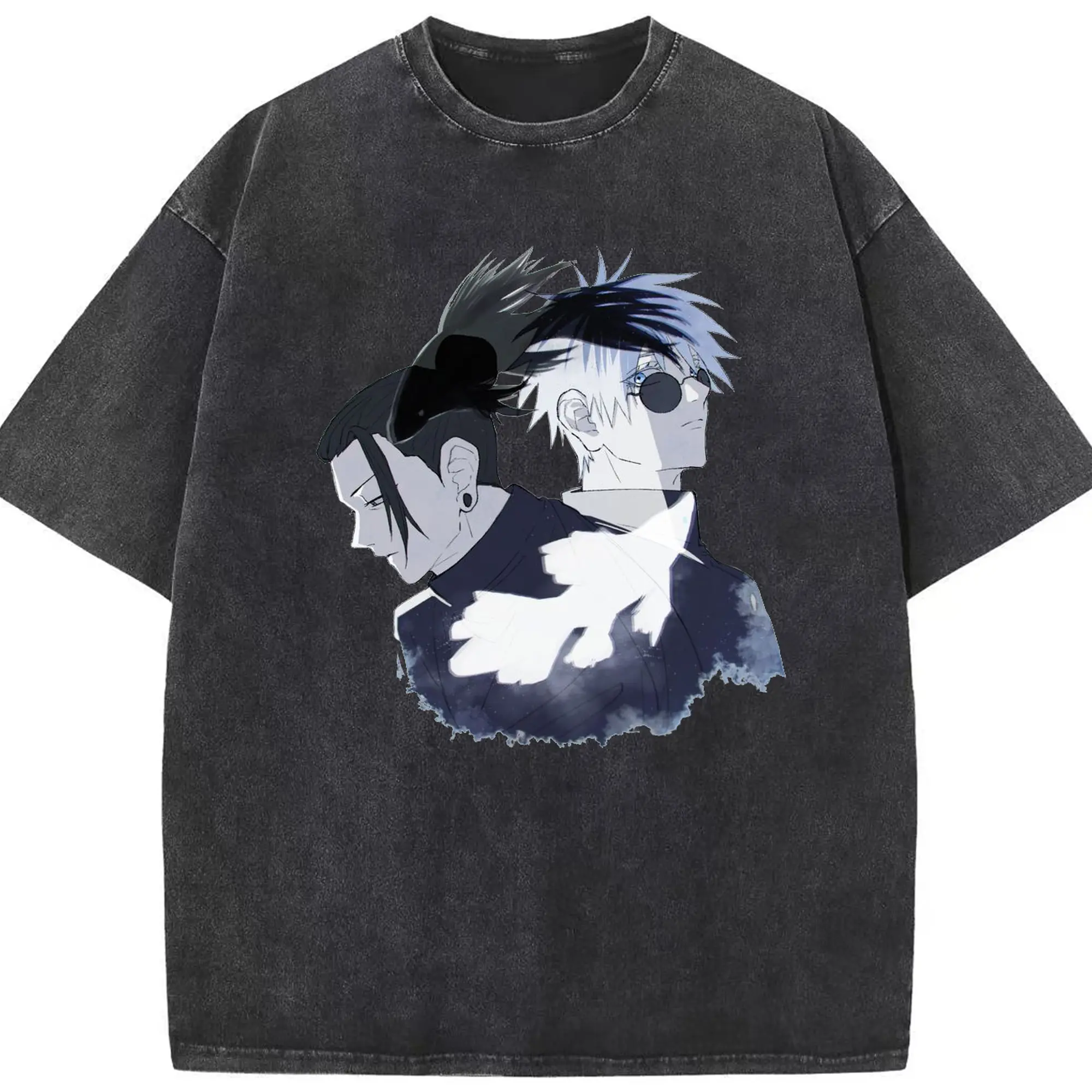 呪術廻戦 五条悟 vs 夏油傑 - 綿100％ ヴィンテージ風 半袖Tシャツ ・ フロントプリント ・ 柔らか肌触り ・ 通気性 快適 ・ スポーツ カジュアル 外出用