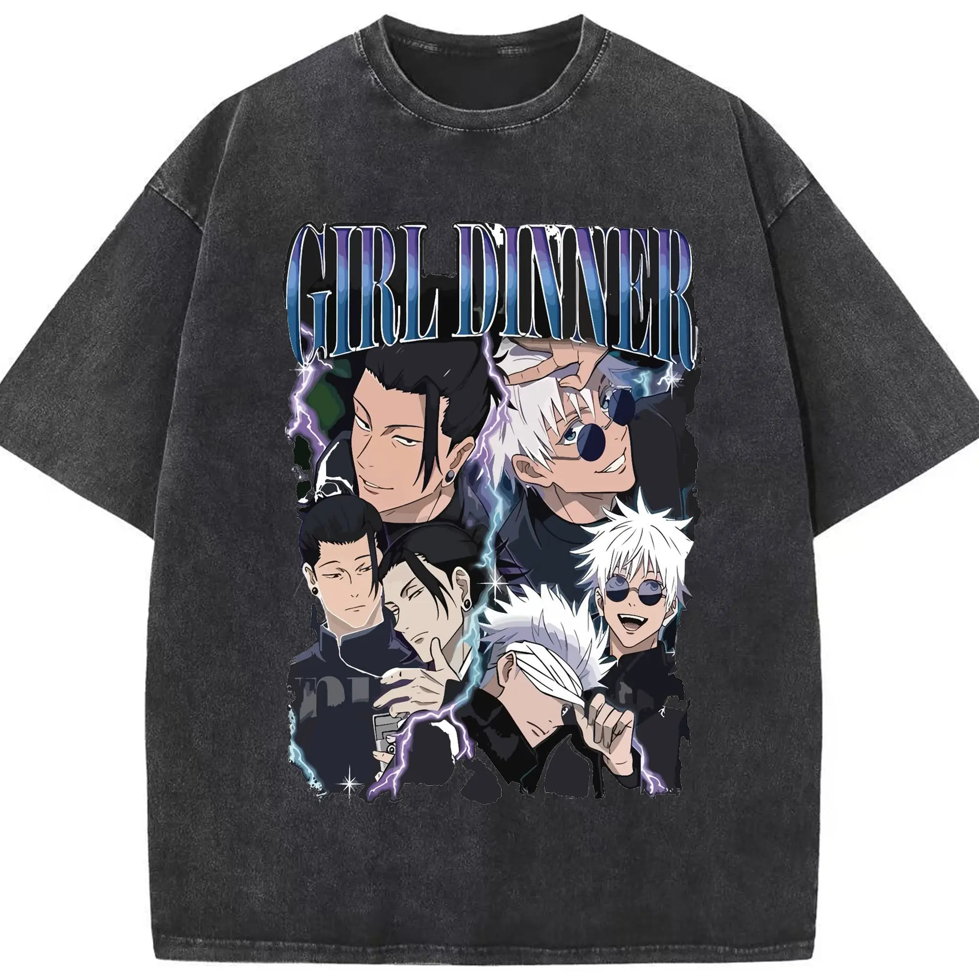 呪術廻戦 五条悟＆夏油傑 高専時代 - 綿100％ ヴィンテージ風 半袖Tシャツ ・ フロントプリント ・ 柔らか肌触り ・ 通気性 快適 ・ スポーツ カジュアル 外出用