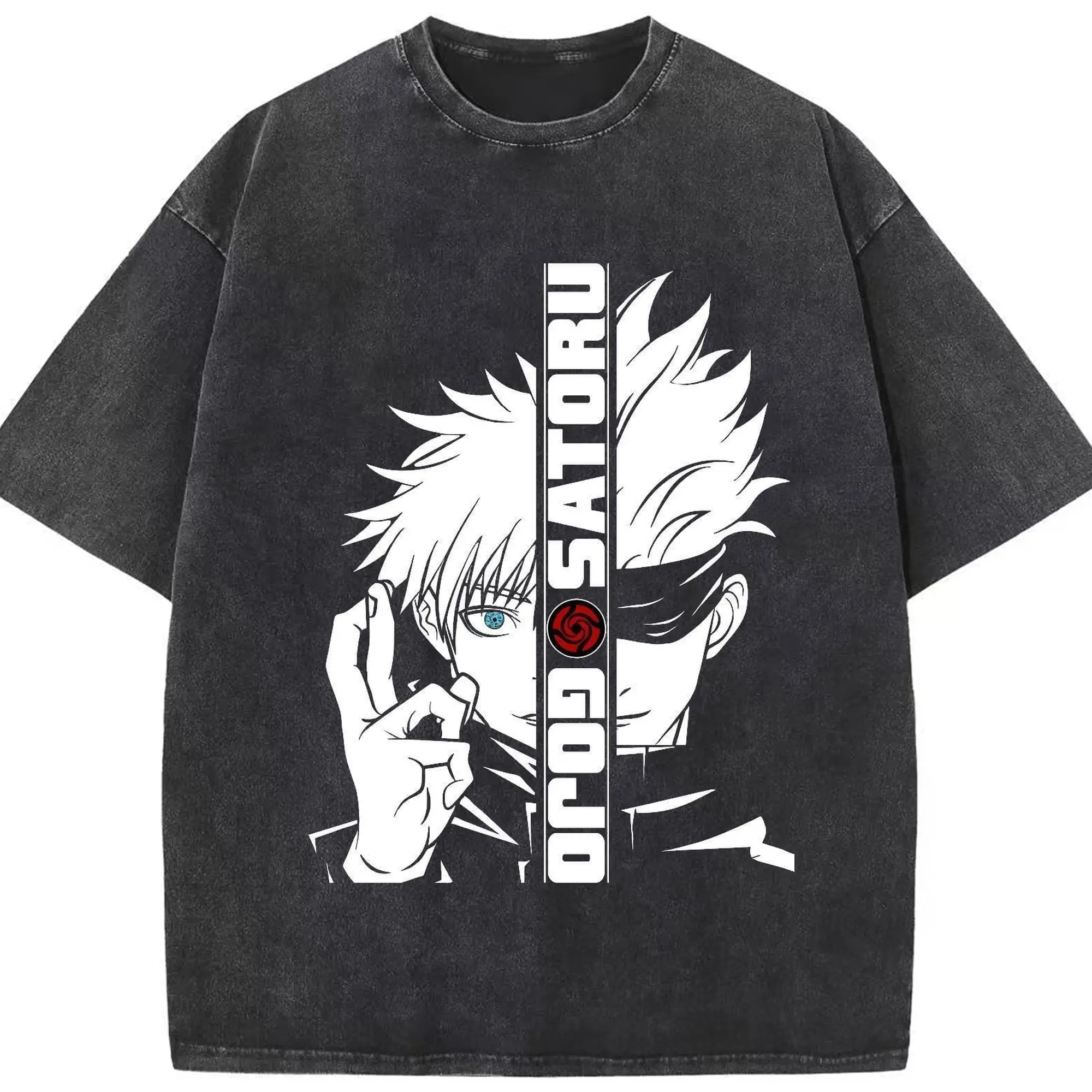 呪術廻戦  無量空処 名場面 - 綿100％ ヴィンテージ風 半袖Tシャツ ・ フロントプリント ・ 柔らか肌触り ・ 通気性 快適 ・ スポーツ カジュアル 外出用