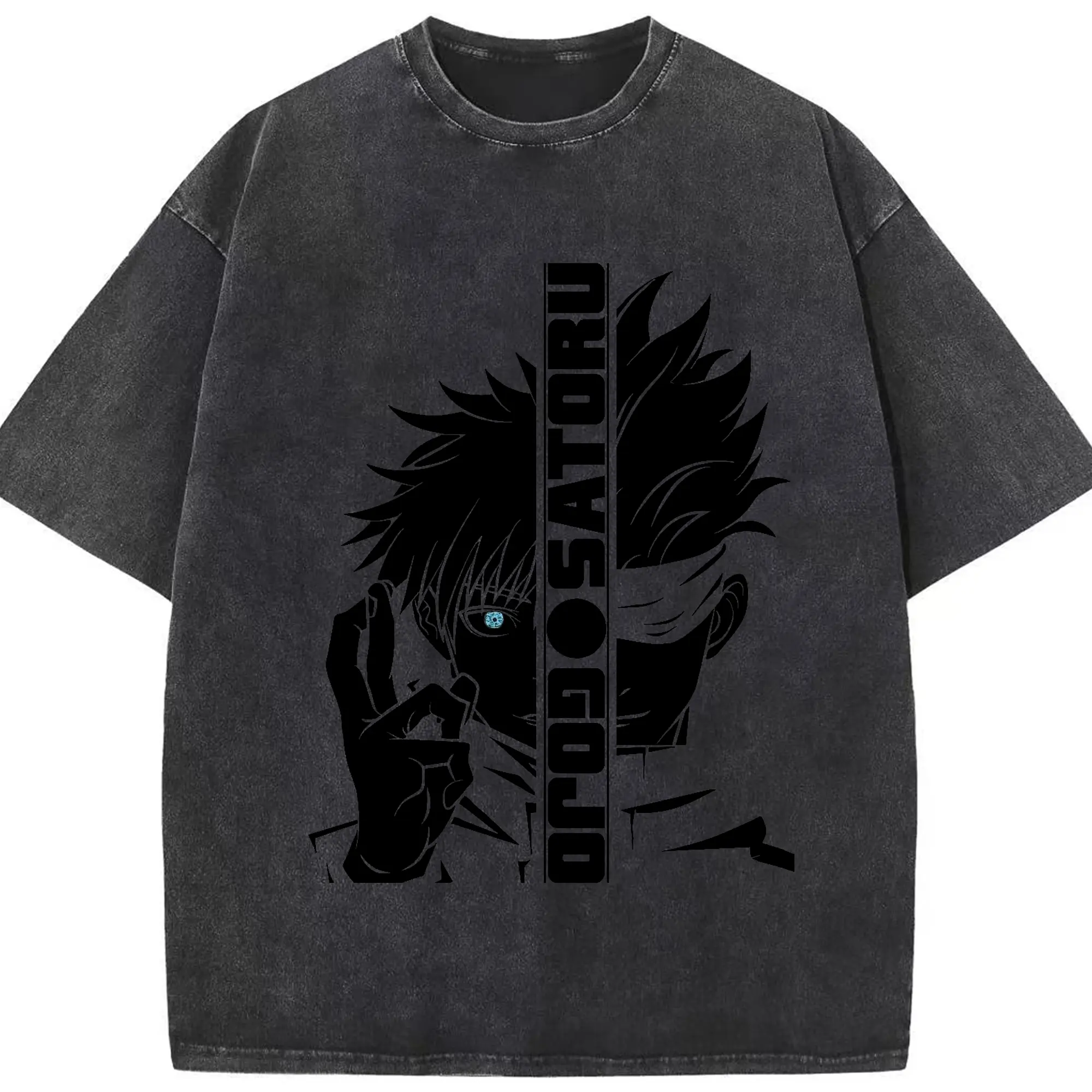 呪術廻戦 五条悟 無量空処 名場面 - 綿100％ ヴィンテージ風 半袖Tシャツ ・ フロントプリント ・ 柔らか肌触り ・ 通気性 快適 ・ スポーツ カジュアル 外出用