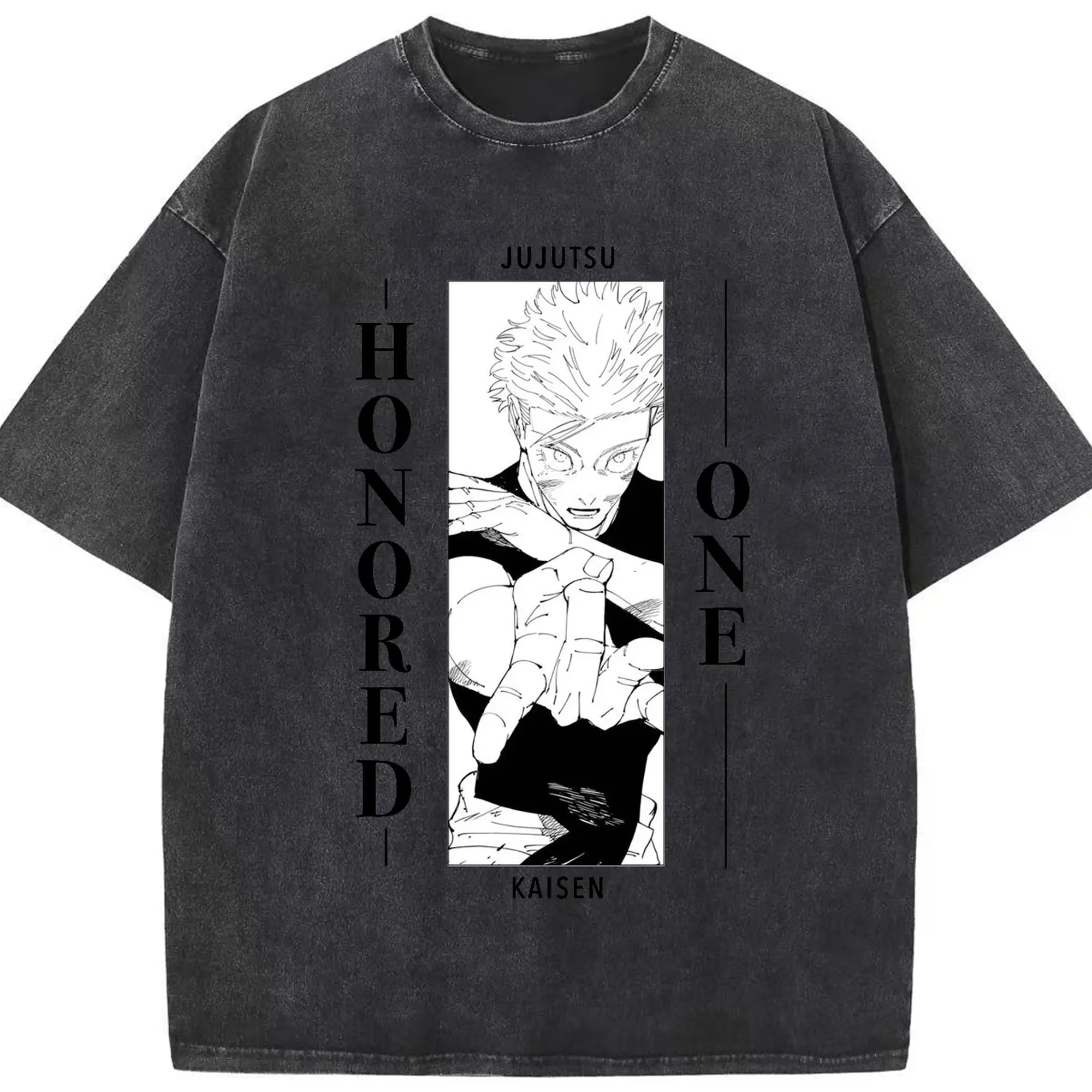 呪術廻戦 五条悟名場面 - 綿100％ ヴィンテージ風 半袖Tシャツ ・ フロントプリント ・ 柔らか肌触り ・ 通気性 快適 ・ スポーツ カジュアル 外出用