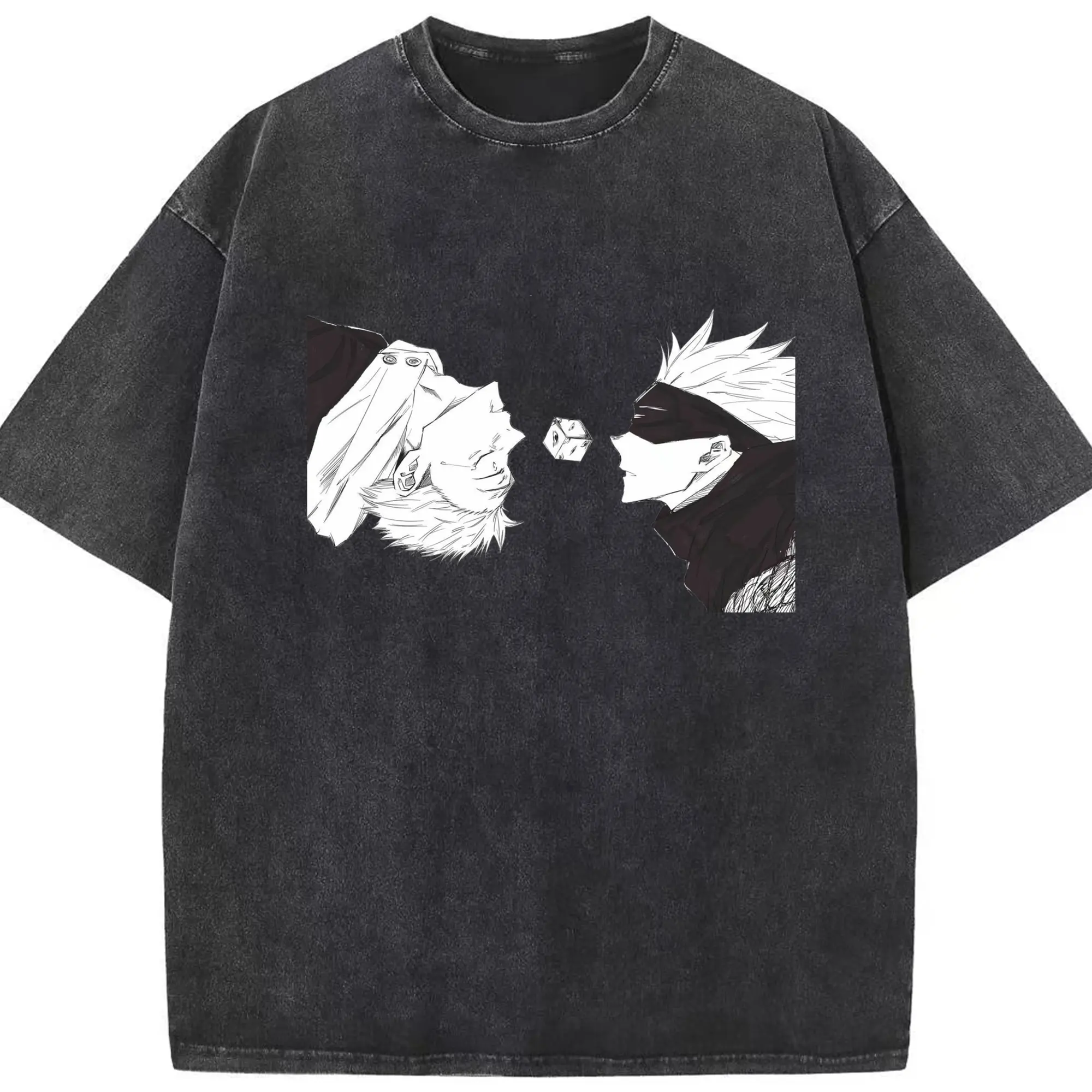 呪術廻戦 五条悟先生 - 綿100％ ヴィンテージ風 半袖Tシャツ ・ フロントプリント ・ 柔らか肌触り ・ 通気性 快適 ・ スポーツ カジュアル 外出用