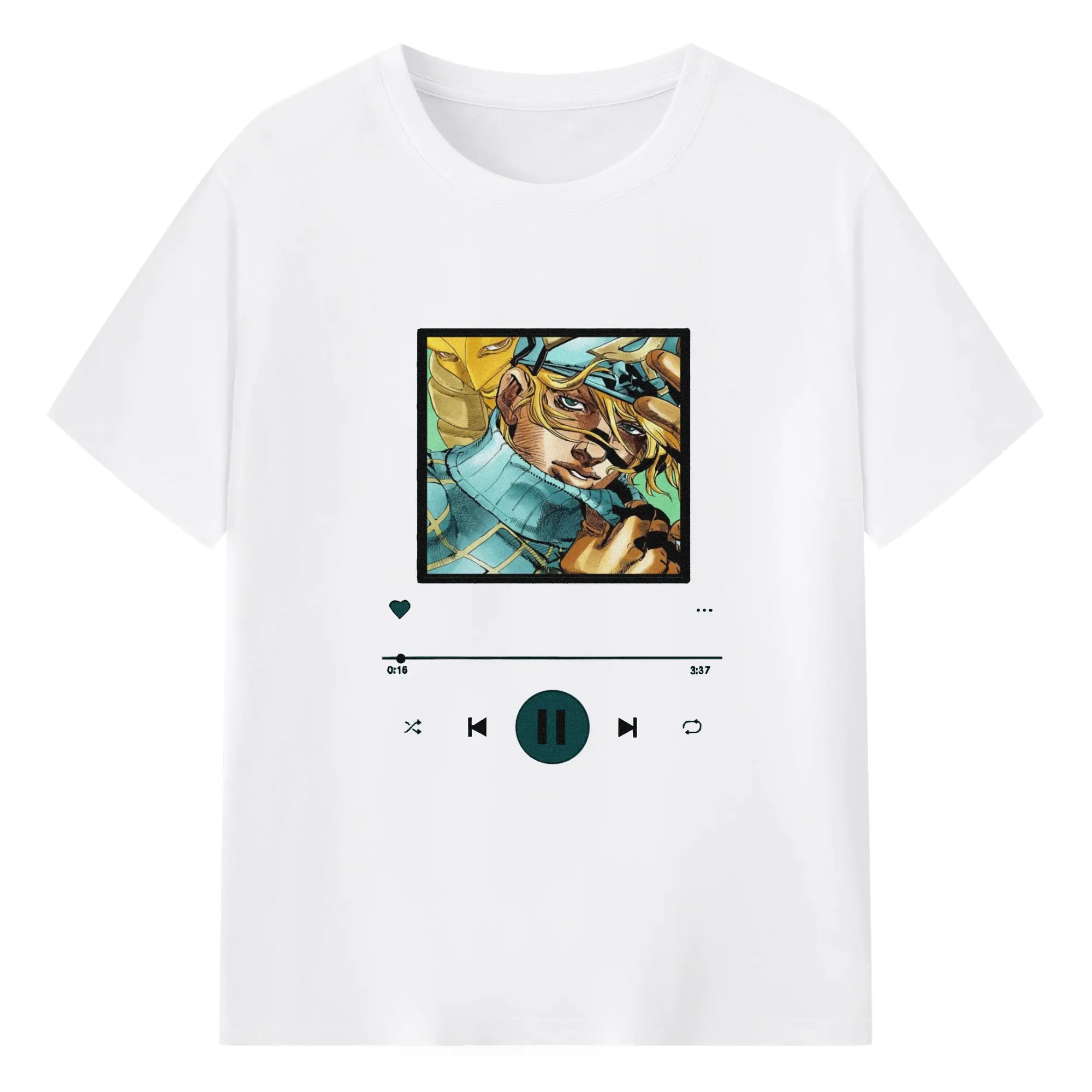 ジョジョの奇妙な冒険 音楽テーマ描き下ろし - 綿100％ 半袖Tシャツ ・ フロントプリント ・ 快適 通気性 ・ 日常使い 散歩 スポーツ用