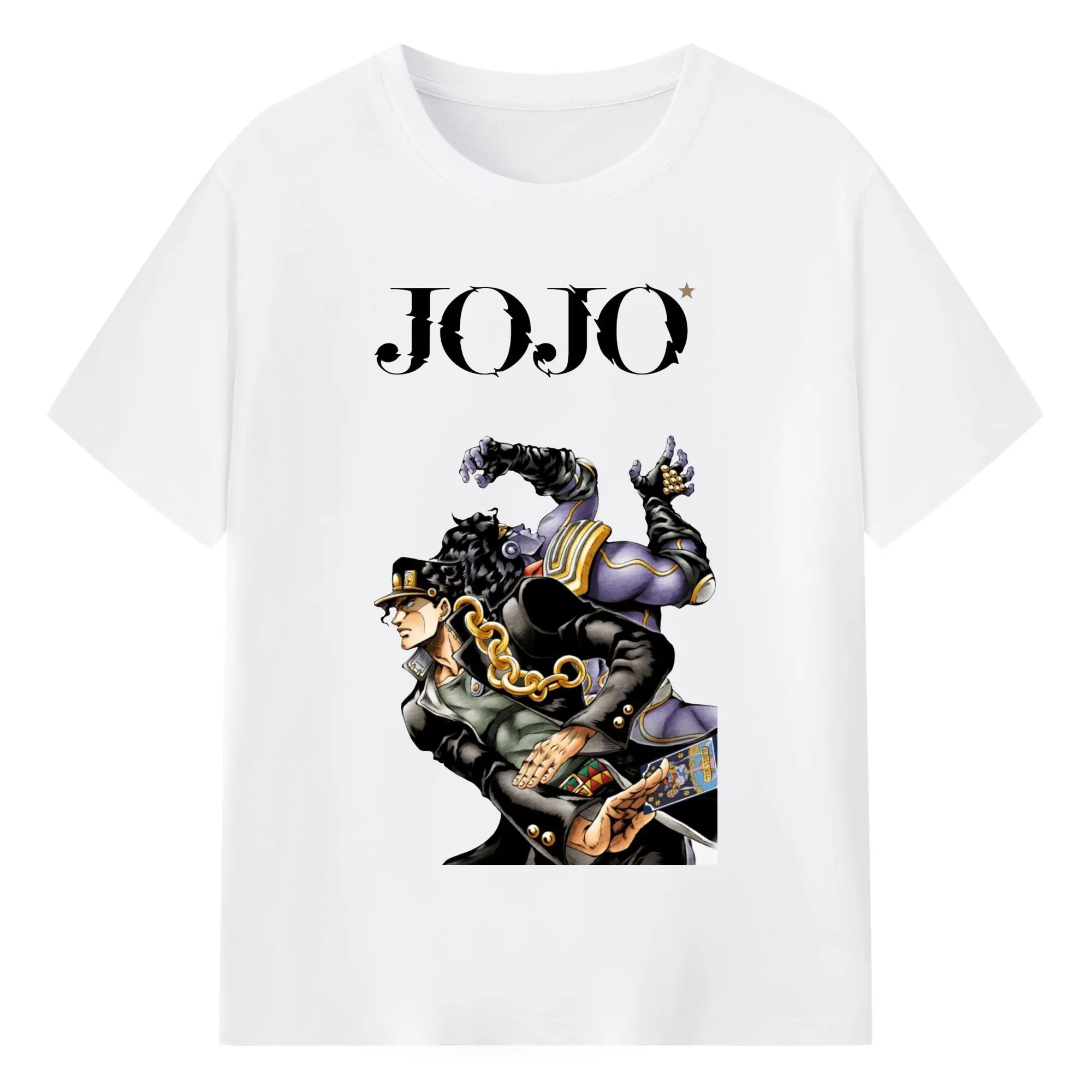 ジョジョの奇妙な冒険 空条承太郎 - 綿100％ 半袖Tシャツ ・ フロントプリント ・ 快適 通気性 ・ 日常使い 散歩 スポーツ用