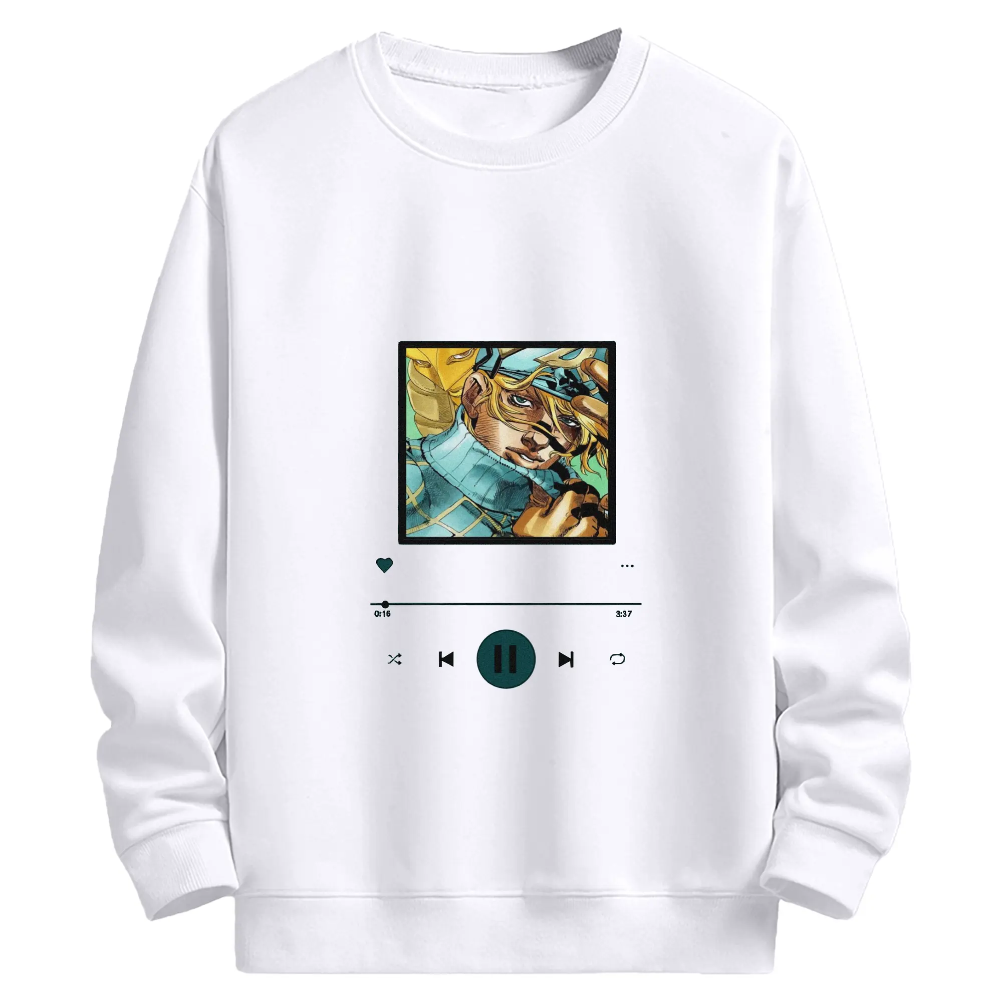 ジョジョの奇妙な冒険 音楽テーマ描き下ろし - 高品質 クルーネック スウェット ・ コットン59％ ポリエステル41％ ・ ユニセックス 長袖 トレーナー ・ カジュアル デイリー スポーツ 散歩用