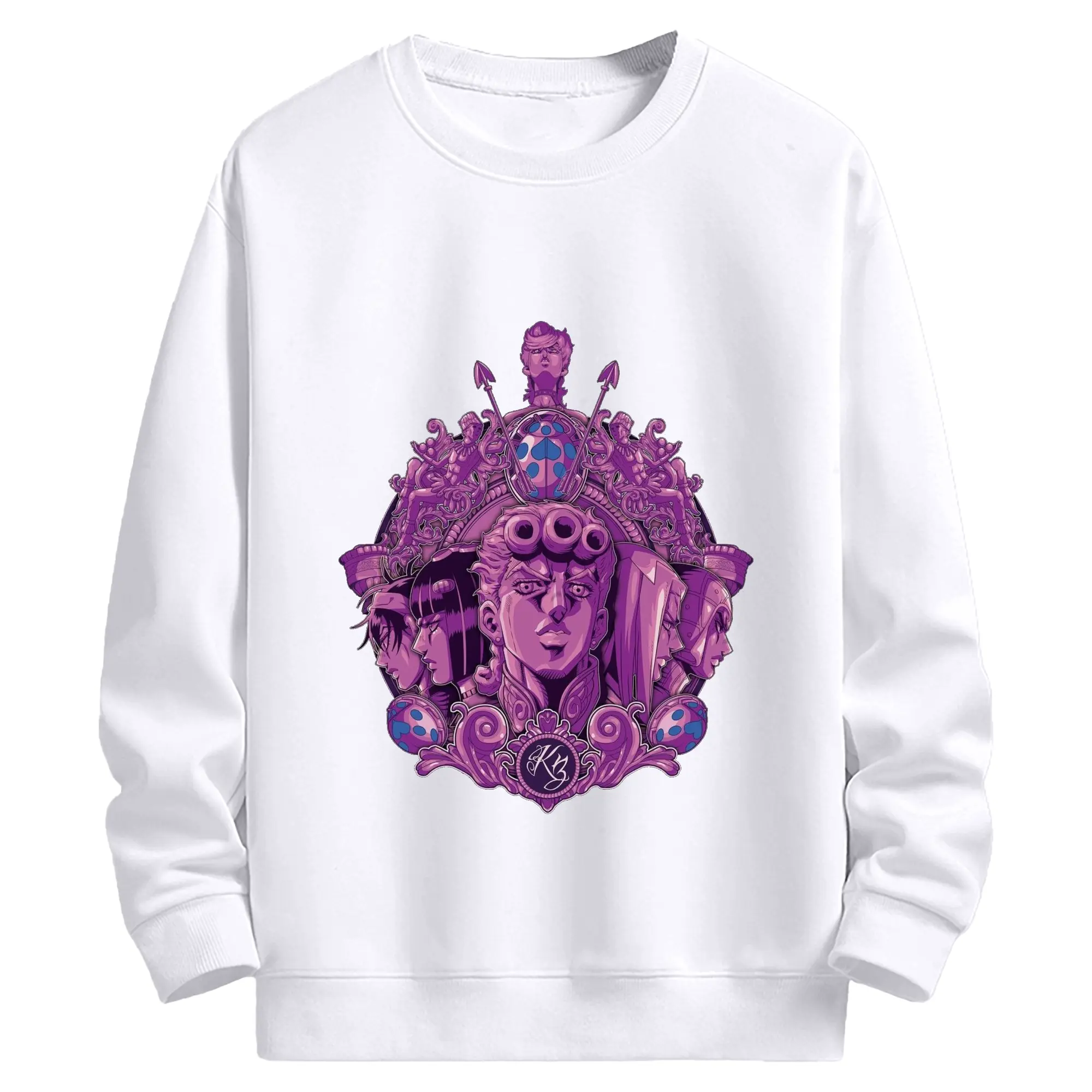 ジョジョの奇妙な冒険 ジョルノ・ジョバァーナ - 高品質 クルーネック スウェット ・ コットン59％ ポリエステル41％ ・ ユニセックス 長袖 トレーナー ・ カジュアル デイリー スポーツ 散歩用