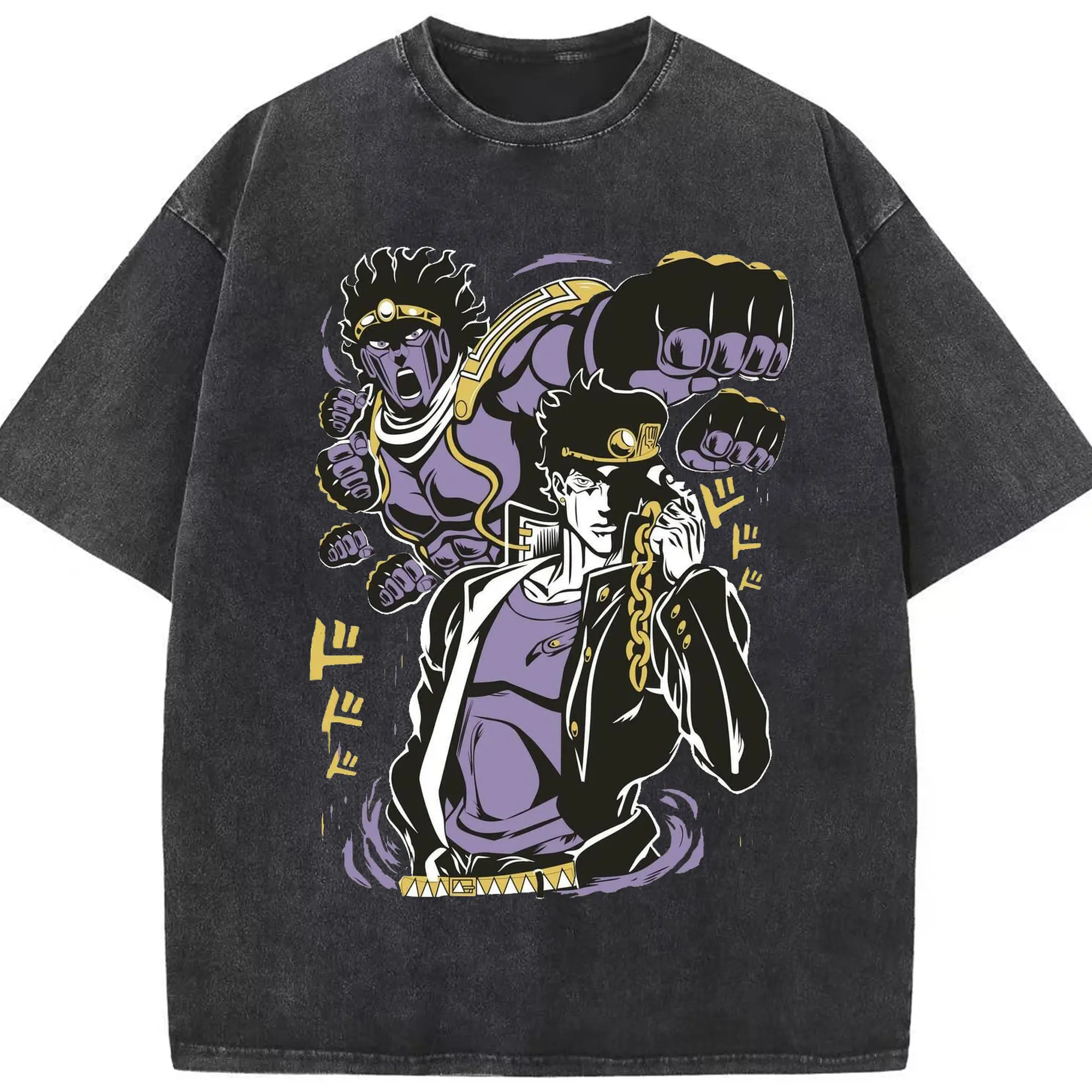 ジョジョの奇妙な冒険 ジョナサン・ジョースター - 綿100％ ヴィンテージ風 半袖Tシャツ ・ フロントプリント ・ 柔らか肌触り ・ 通気性 快適 ・ スポーツ カジュアル 外出用