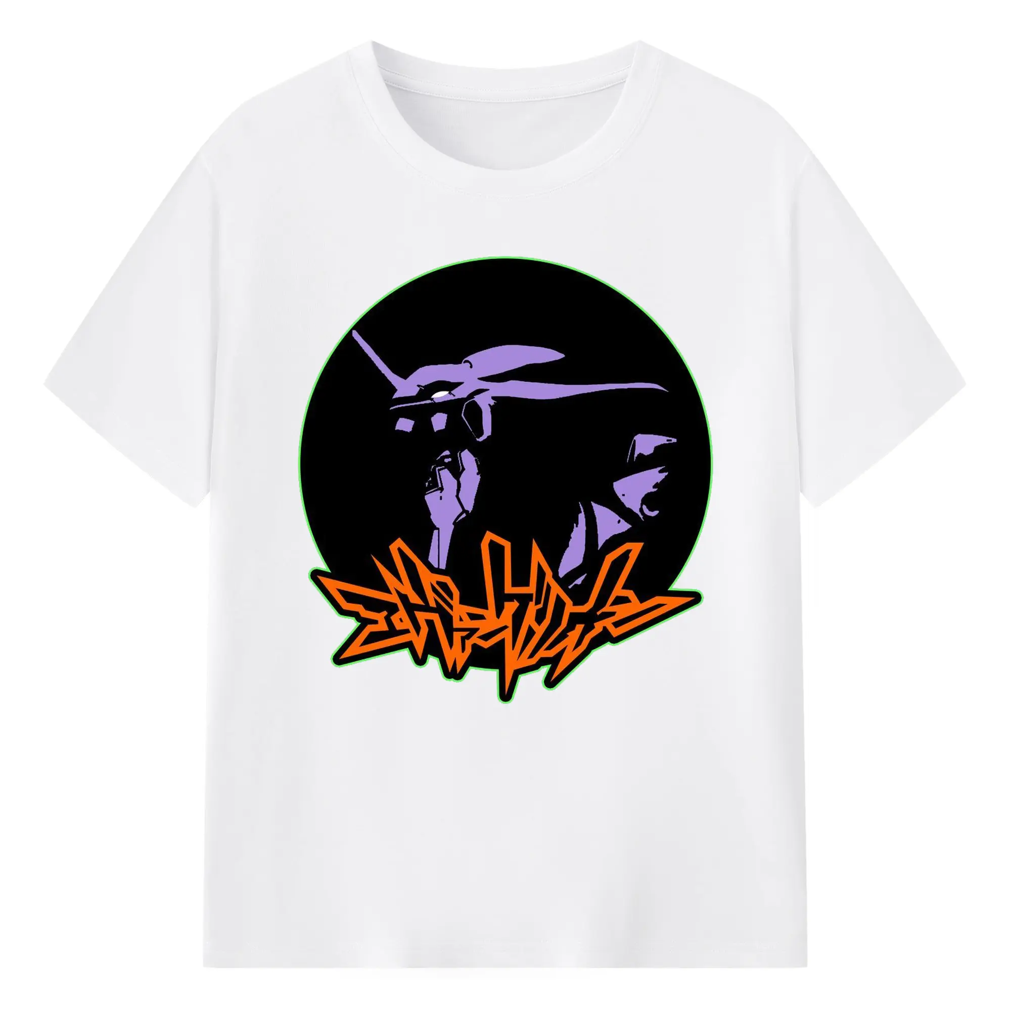 エヴァンゲリオン EVA初号機 - 綿100％ 半袖Tシャツ ・ フロントプリント ・ 快適 通気性 ・ 日常使い 散歩 スポーツ用