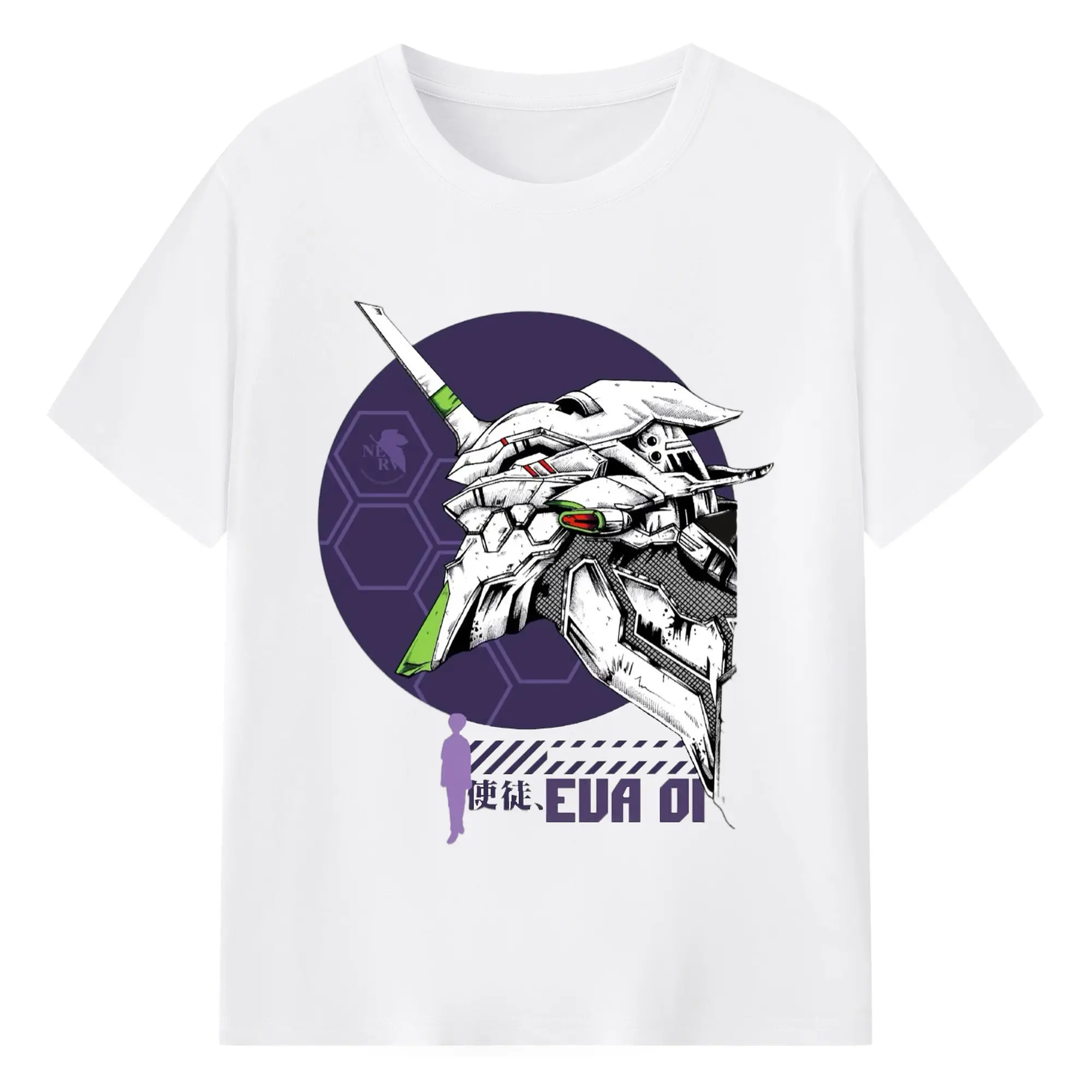 エヴァンゲリオン EVA初号機 - 綿100％ 半袖Tシャツ ・ フロントプリント ・ 快適 通気性 ・ 日常使い 散歩 スポーツ用