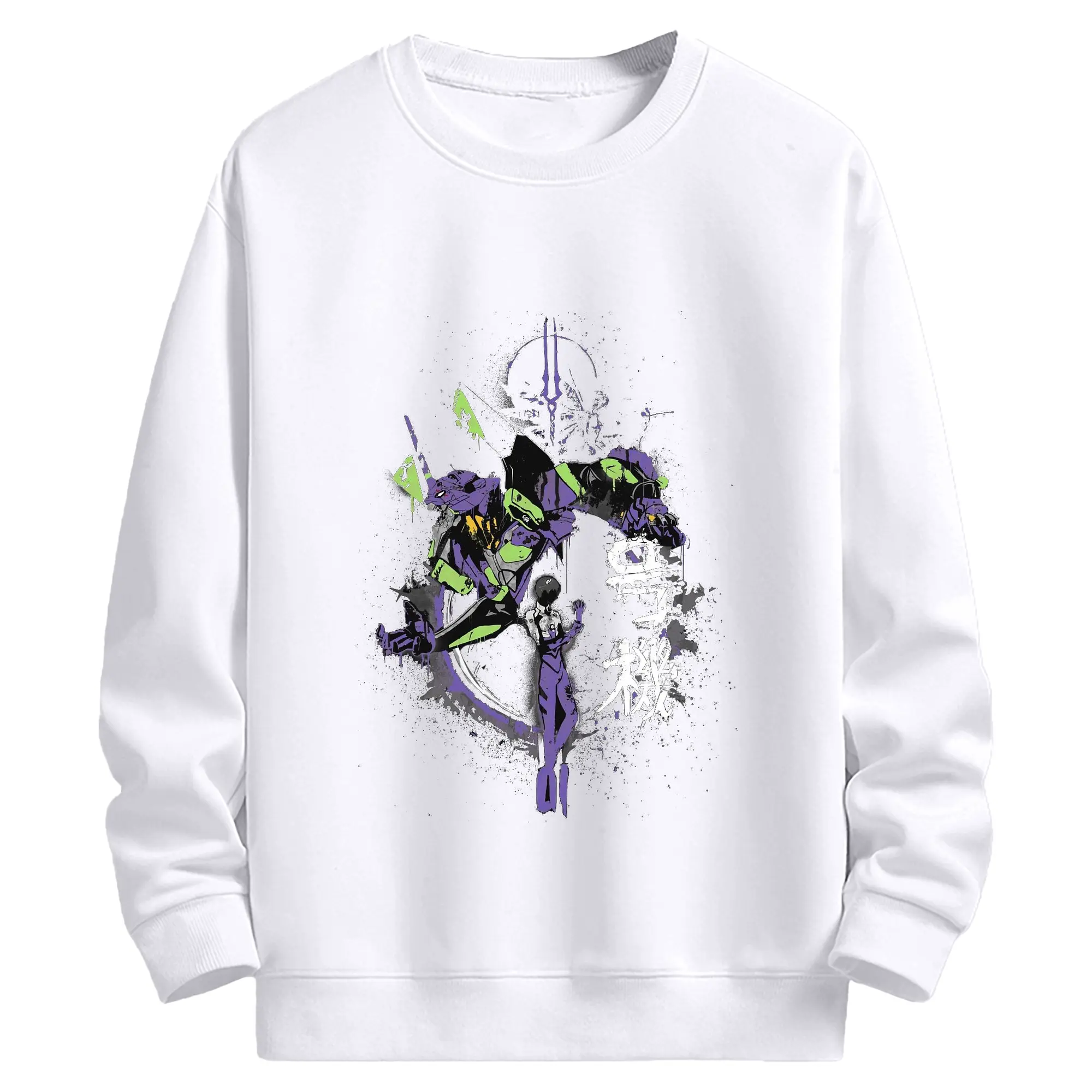 エヴァンゲリオン EVA初号機 - 高品質 クルーネック スウェット ・ コットン59％ ポリエステル41％ ・ ユニセックス 長袖 トレーナー ・ カジュアル デイリー スポーツ 散歩用