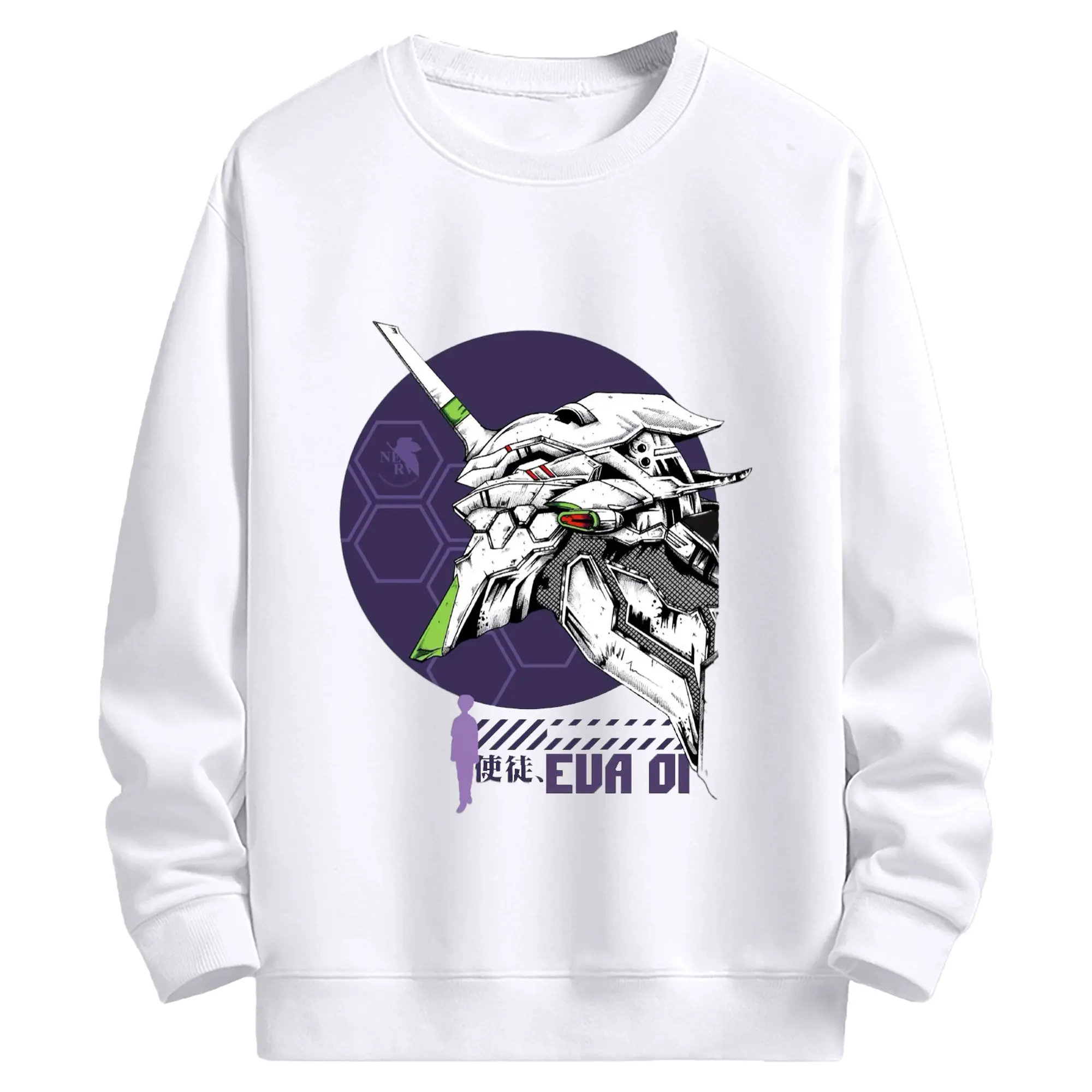 エヴァンゲリオン EVA初号機 - 高品質 クルーネック スウェット ・ コットン59％ ポリエステル41％ ・ ユニセックス 長袖 トレーナー ・ カジュアル デイリー スポーツ 散歩用
