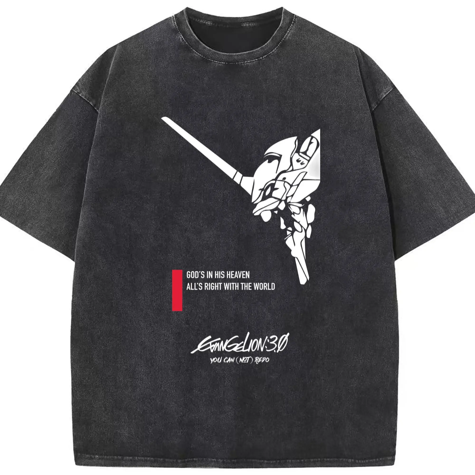 エヴァンゲリオン EVA初号機 - 綿100％ ヴィンテージ風 半袖Tシャツ ・ フロントプリント ・ 柔らか肌触り ・ 通気性 快適 ・ スポーツ カジュアル 外出用