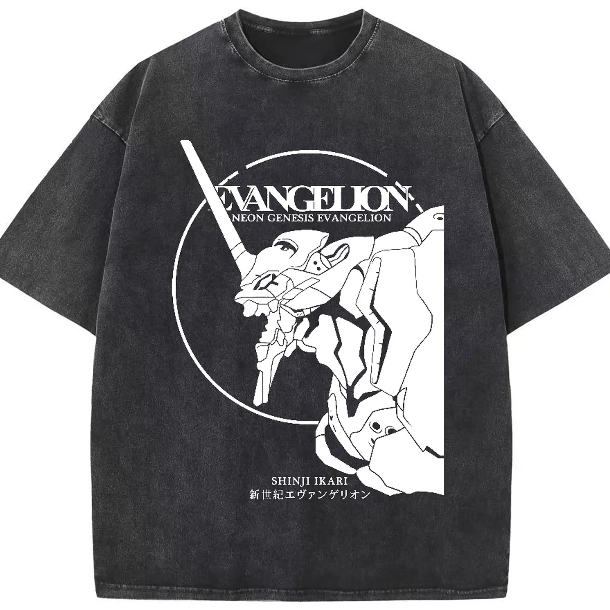 エヴァンゲリオン EVA初号機 - 綿100％ ヴィンテージ風 半袖Tシャツ ・ フロントプリント ・ 柔らか肌触り ・ 通気性 快適 ・ スポーツ カジュアル 外出用