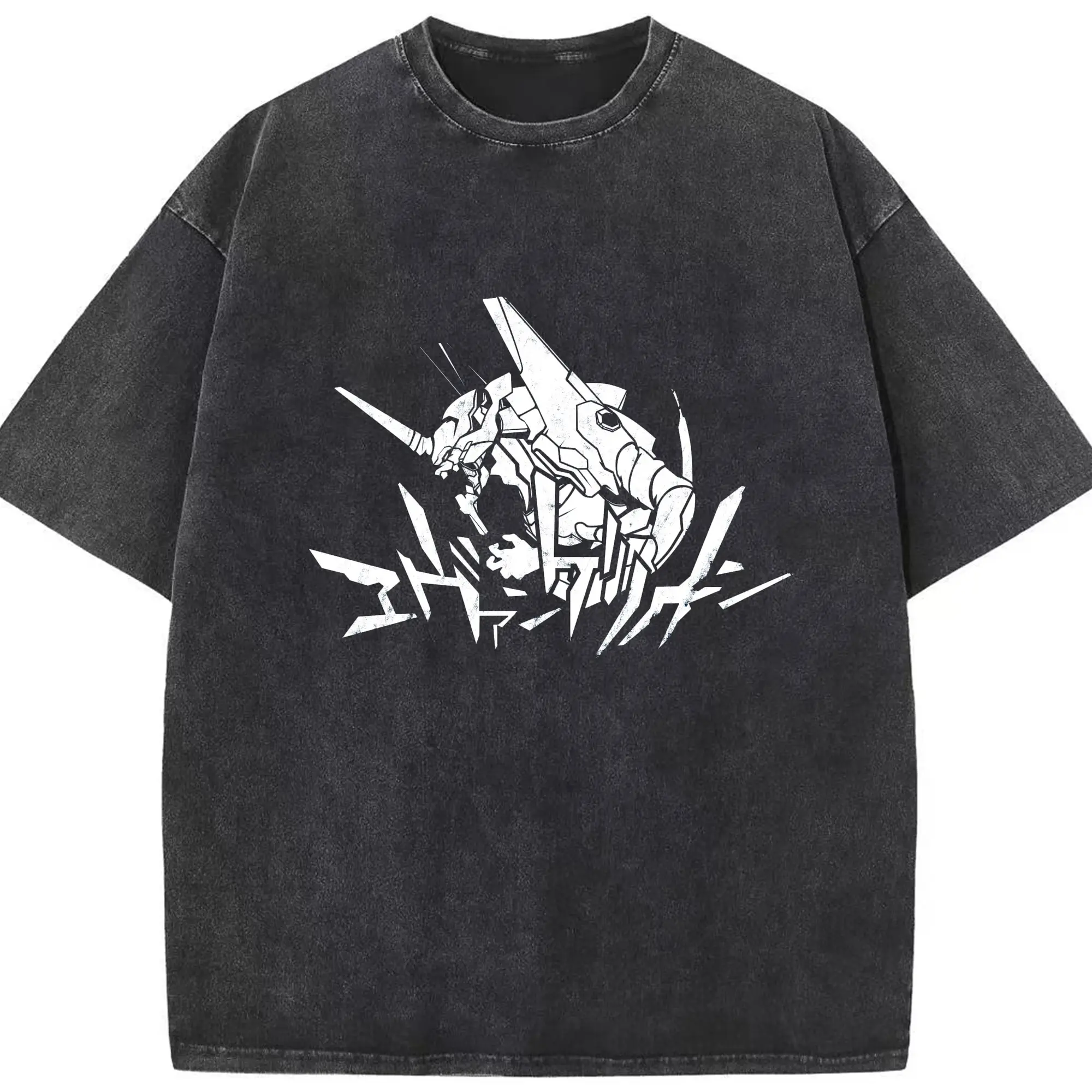 エヴァンゲリオン シンプルロゴ - 綿100％ ヴィンテージ風 半袖Tシャツ ・ フロントプリント ・ 柔らか肌触り ・ 通気性 快適 ・ スポーツ カジュアル 外出用