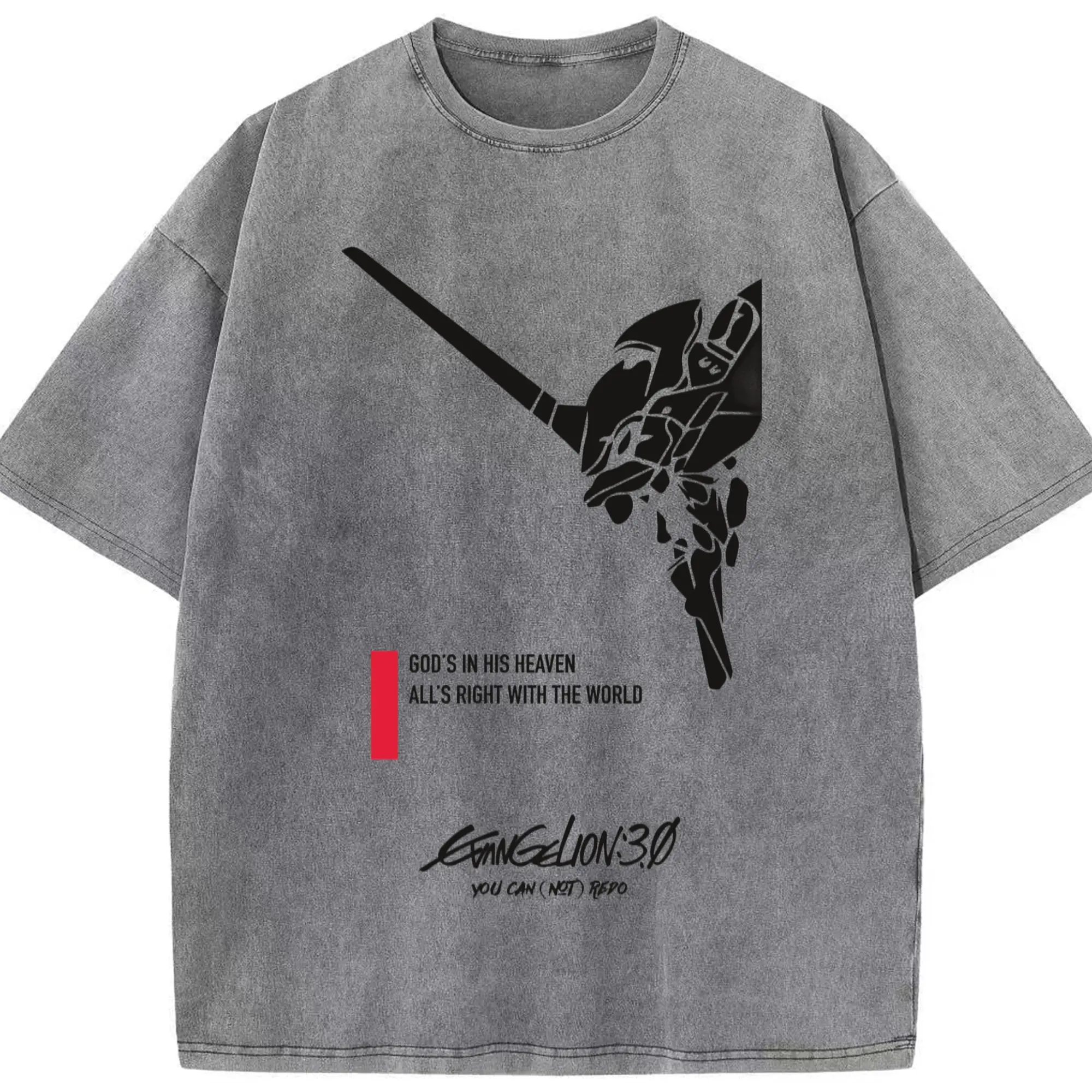 エヴァンゲリオン EVA初号機 - 綿100％ ヴィンテージ風 半袖Tシャツ ・ フロントプリント ・ 柔らか肌触り ・ 通気性 快適 ・ スポーツ カジュアル 外出用