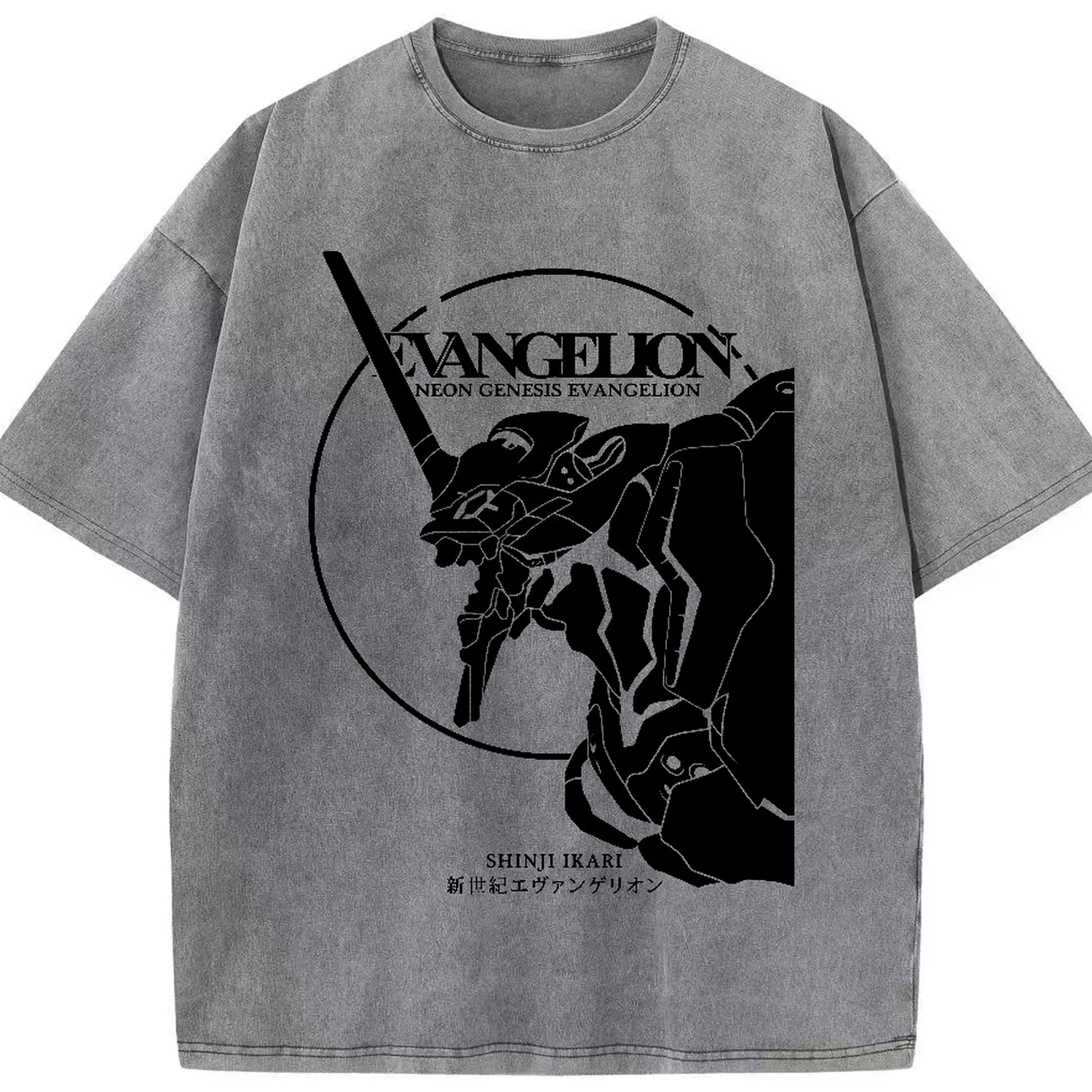 エヴァンゲリオン EVA初号機 - 綿100％ ヴィンテージ風 半袖Tシャツ ・ フロントプリント ・ 柔らか肌触り ・ 通気性 快適 ・ スポーツ カジュアル 外出用