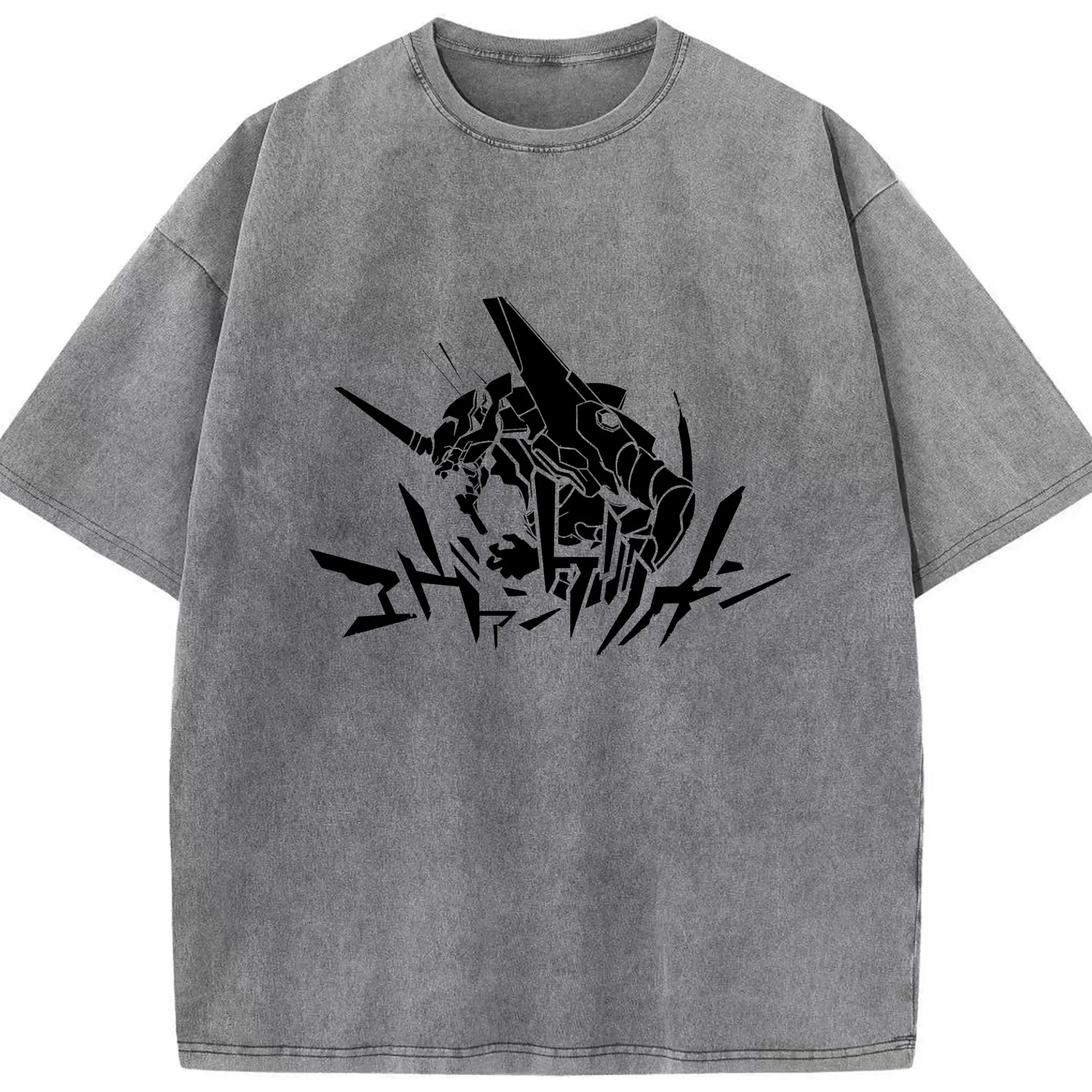 エヴァンゲリオン シンプルロゴ - 綿100％ ヴィンテージ風 半袖Tシャツ ・ フロントプリント ・ 柔らか肌触り ・ 通気性 快適 ・ スポーツ カジュアル 外出用