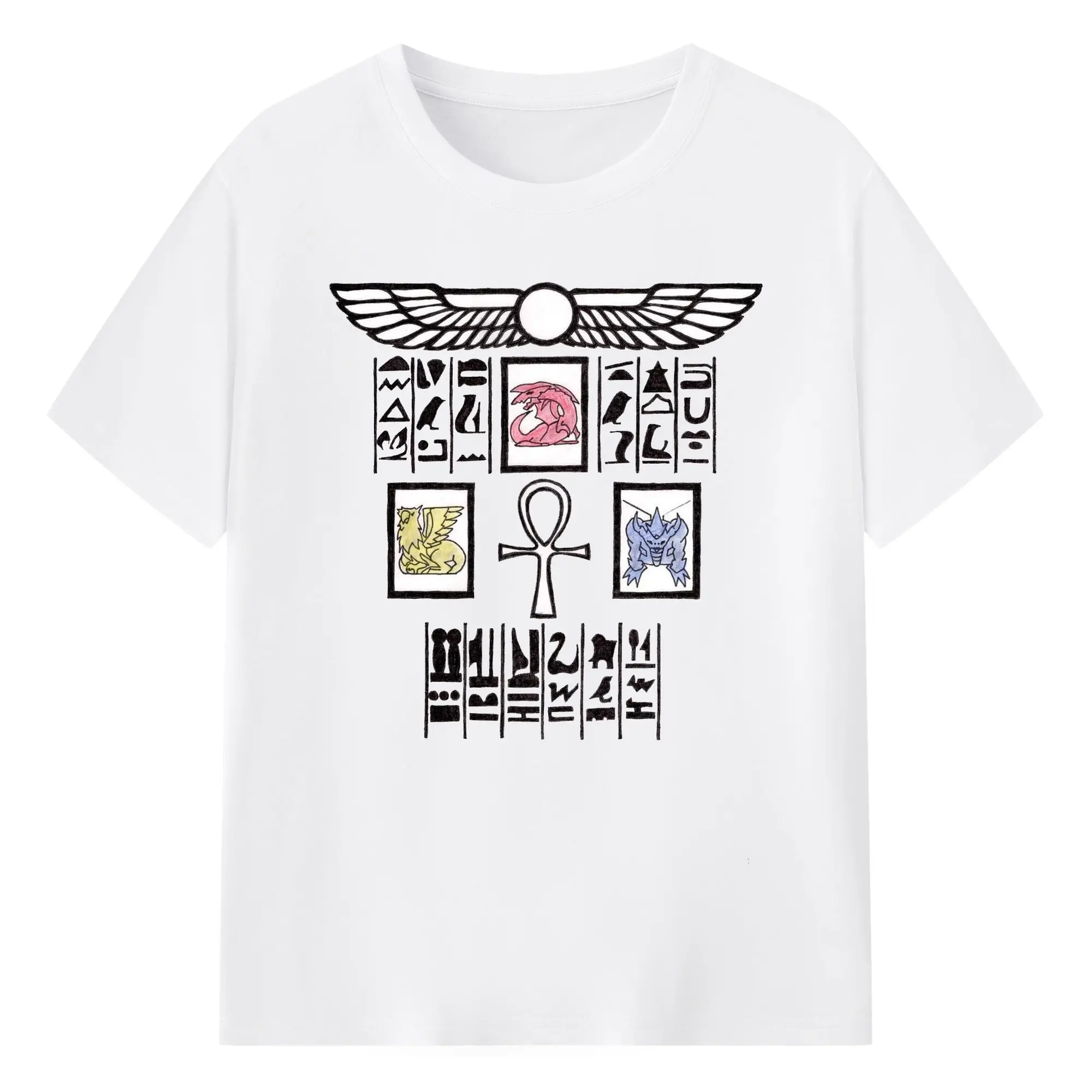 遊戯王 千年アイテムロゴ - 綿100％ 半袖Tシャツ ・ フロントプリント ・ 快適 通気性 ・ 日常使い 散歩 スポーツ用