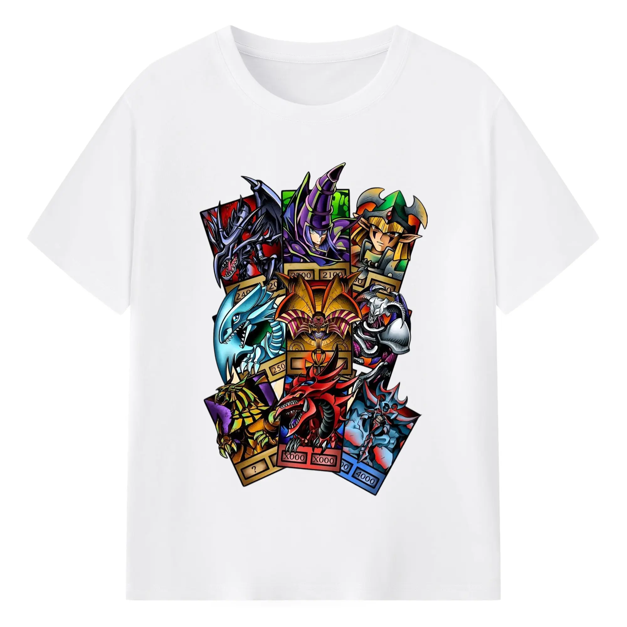 遊戯王 遊戯王カード - 綿100％ 半袖Tシャツ ・ フロントプリント ・ 快適 通気性 ・ 日常使い 散歩 スポーツ用
