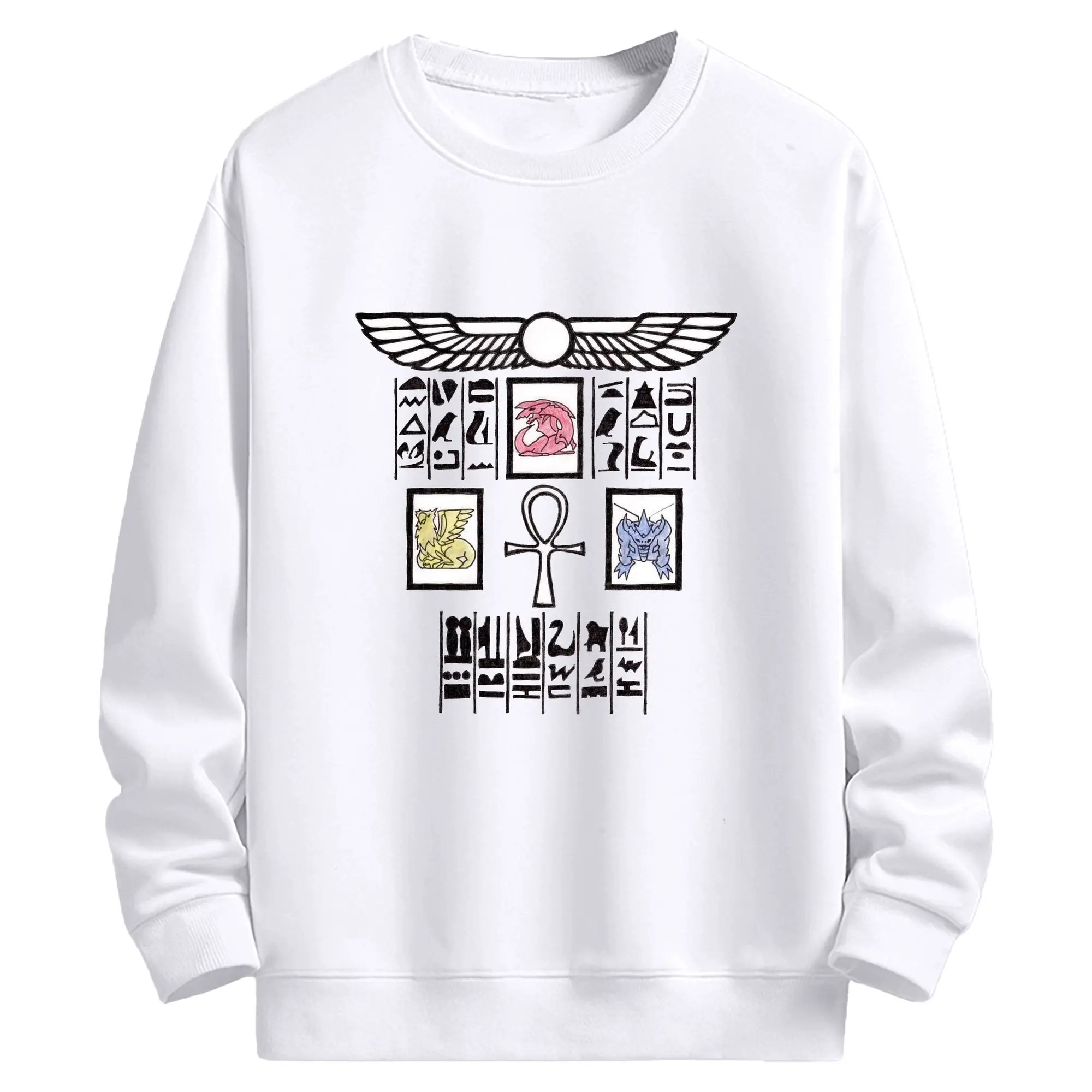 遊戯王 千年アイテムロゴ - 高品質 クルーネック スウェット ・ コットン59％ ポリエステル41％ ・ ユニセックス 長袖 トレーナー ・ カジュアル デイリー スポーツ 散歩用