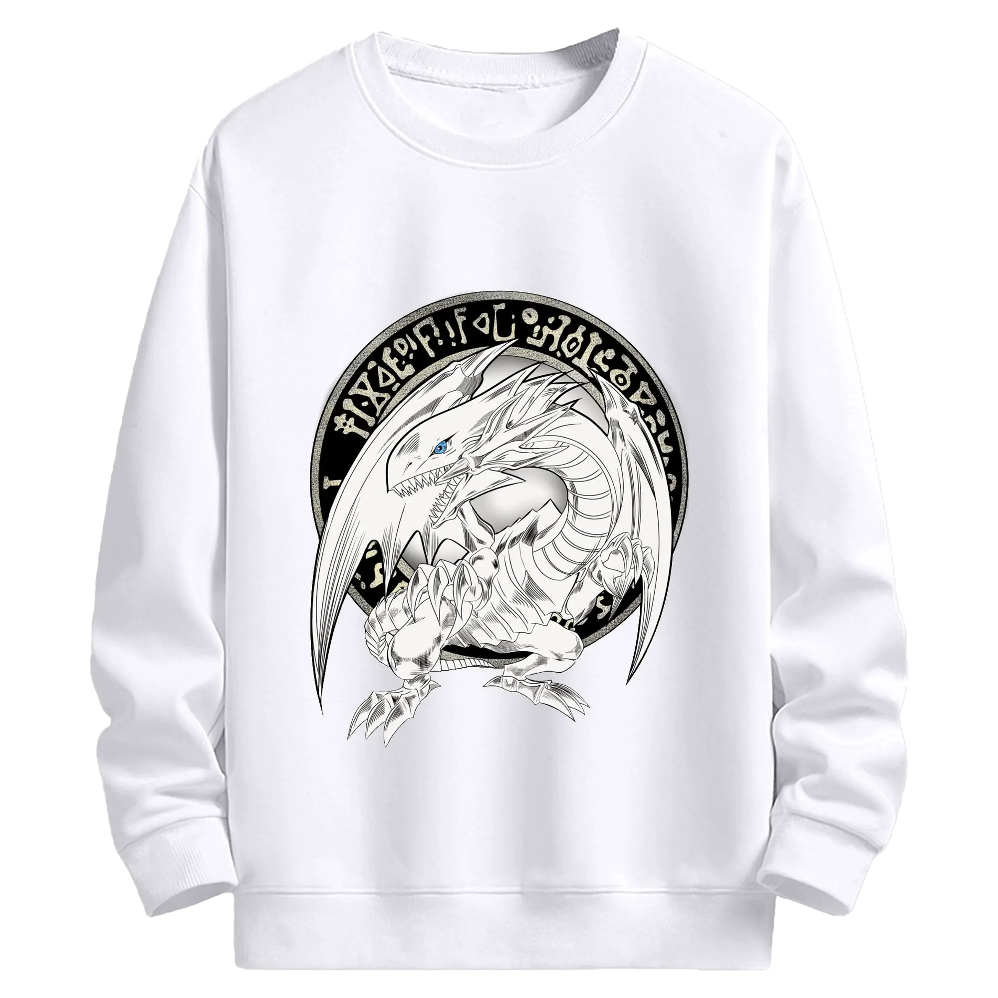 遊戯王 ブルーアイズホワイトドラゴン - 高品質 クルーネック スウェット ・ コットン59％ ポリエステル41％ ・ ユニセックス 長袖 トレーナー ・ カジュアル デイリー スポーツ 散歩用