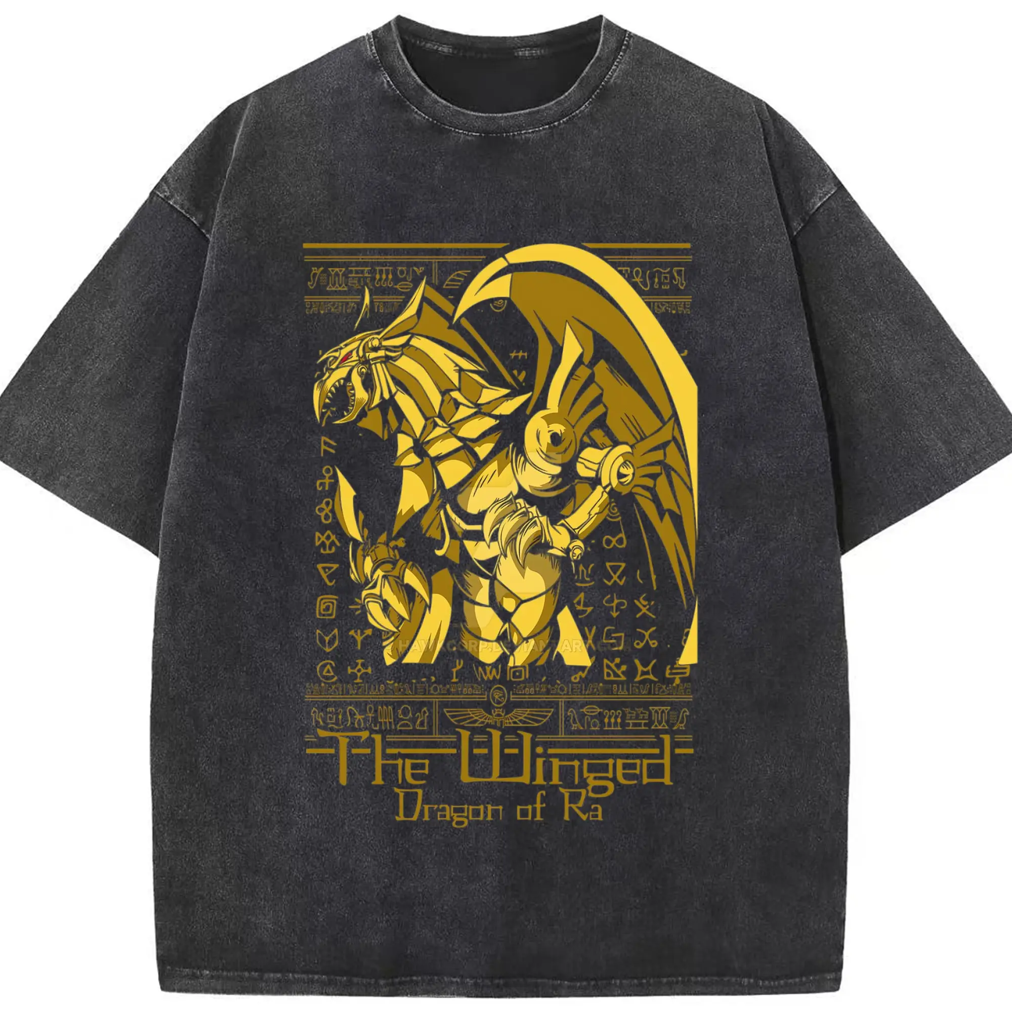 遊戯王 ゴールドブルーアイズホワイトドラゴン - 綿100％ ヴィンテージ風 半袖Tシャツ ・ フロントプリント ・ 柔らか肌触り ・ 通気性 快適 ・ スポーツ カジュアル 外出用