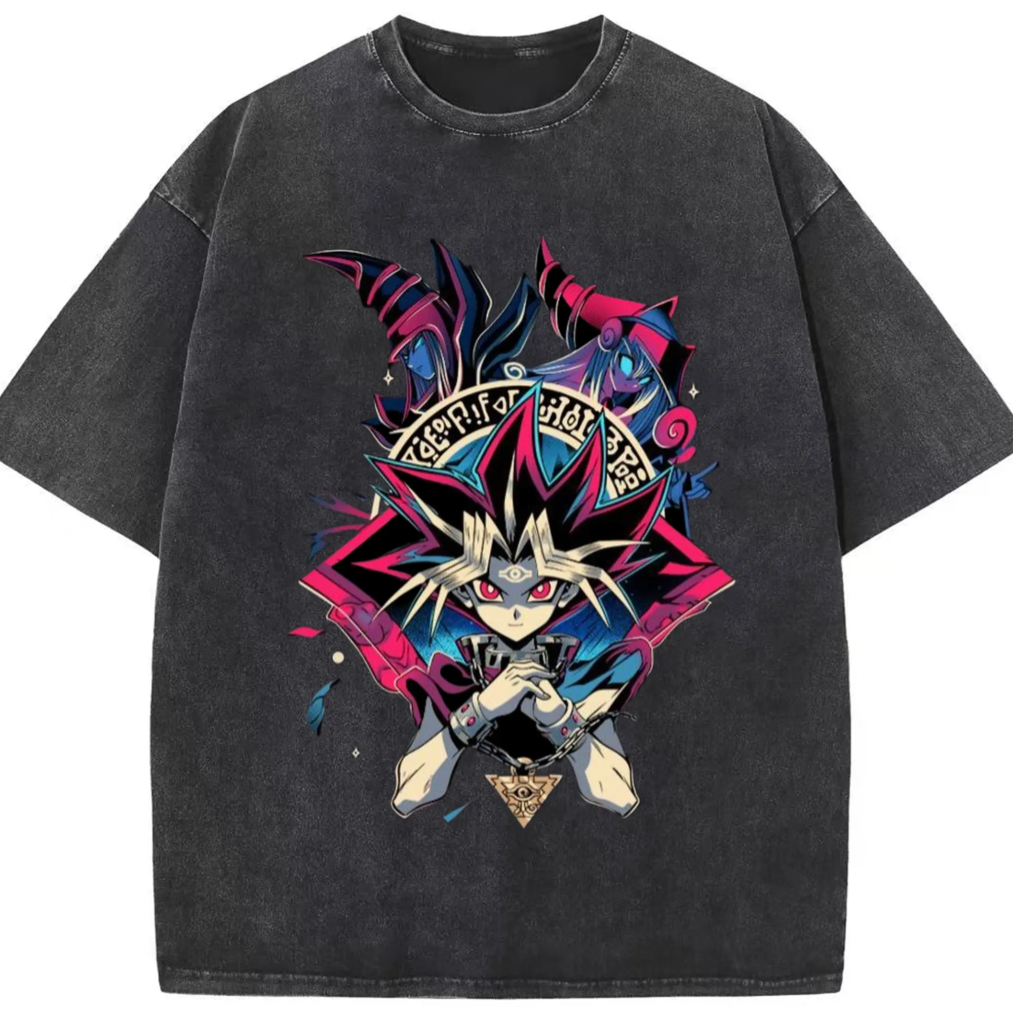 遊戯王 武藤遊戯 - 綿100％ ヴィンテージ風 半袖Tシャツ ・ フロントプリント ・ 柔らか肌触り ・ 通気性 快適 ・ スポーツ カジュアル 外出用