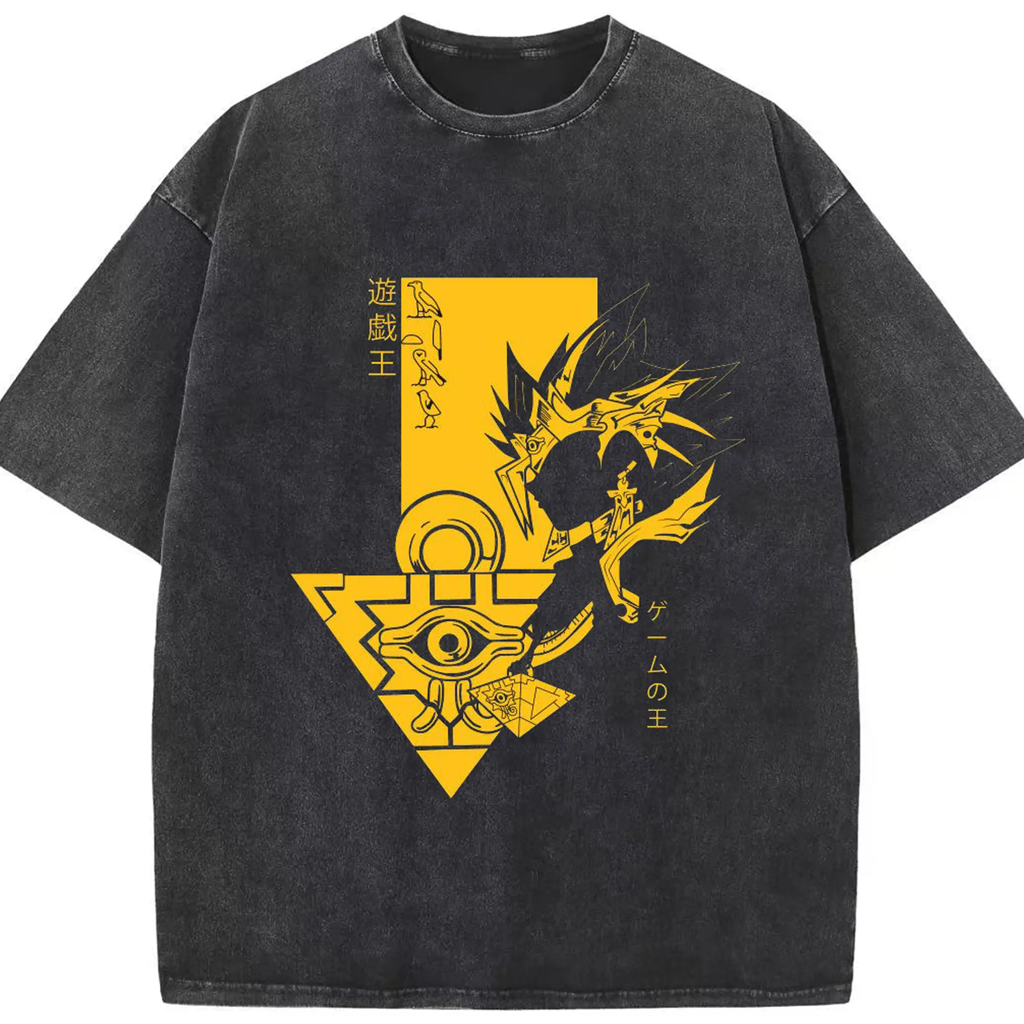 遊戯王 ケームの王 - 綿100％ ヴィンテージ風 半袖Tシャツ ・ フロントプリント ・ 柔らか肌触り ・ 通気性 快適 ・ スポーツ カジュアル 外出用