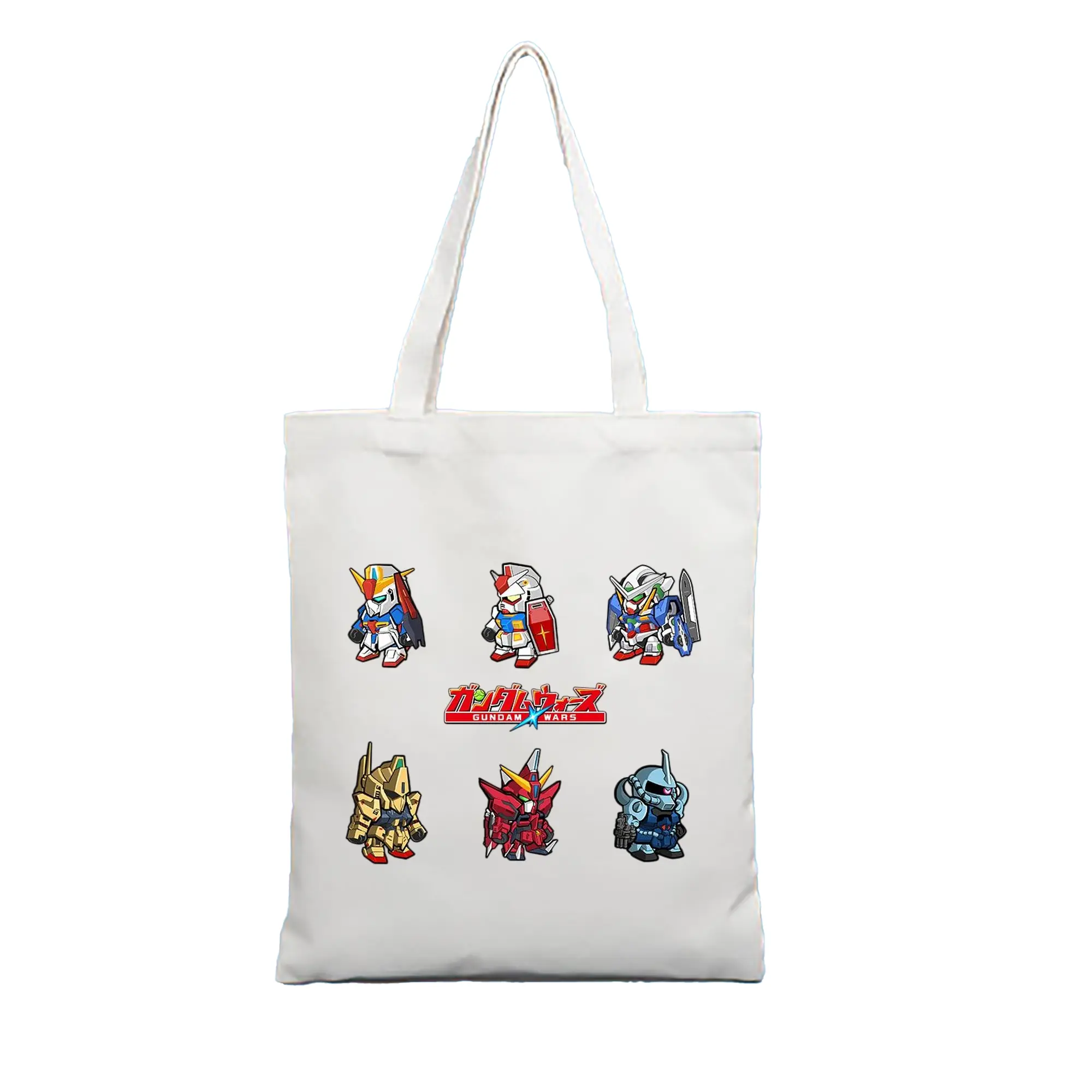 ガンダム  GUNDAM デフォルト - 縦型キャンバス手提げバッグ（トートバッグ） ・ キャンバス素材 ・ ショッピング用 ・ 軽量 丈夫 お手入れ簡単