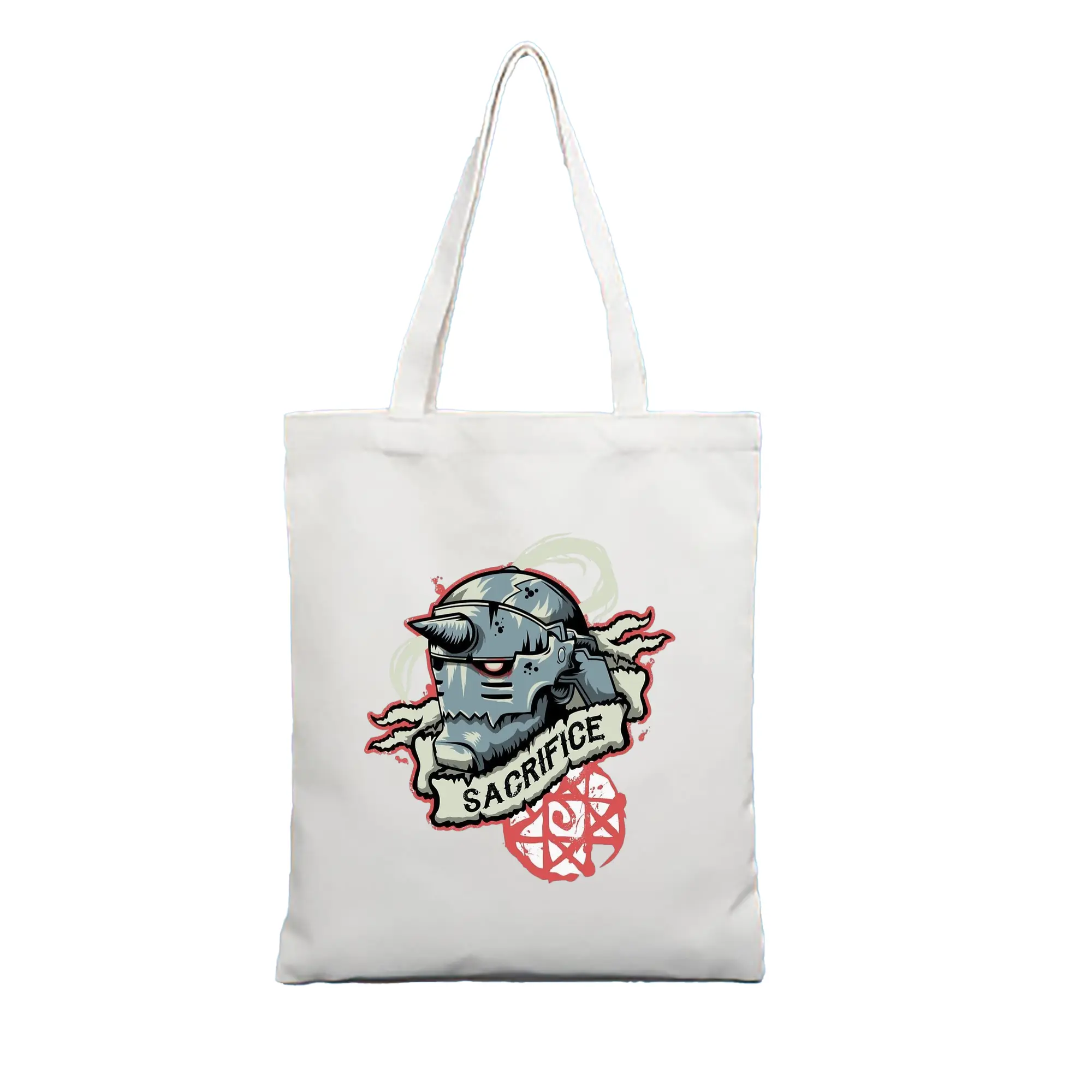 鋼の錬金術師  アルフォンス - 縦型キャンバス手提げバッグ（トートバッグ） ・ キャンバス素材 ・ ショッピング用 ・ 軽量 丈夫 お手入れ簡単