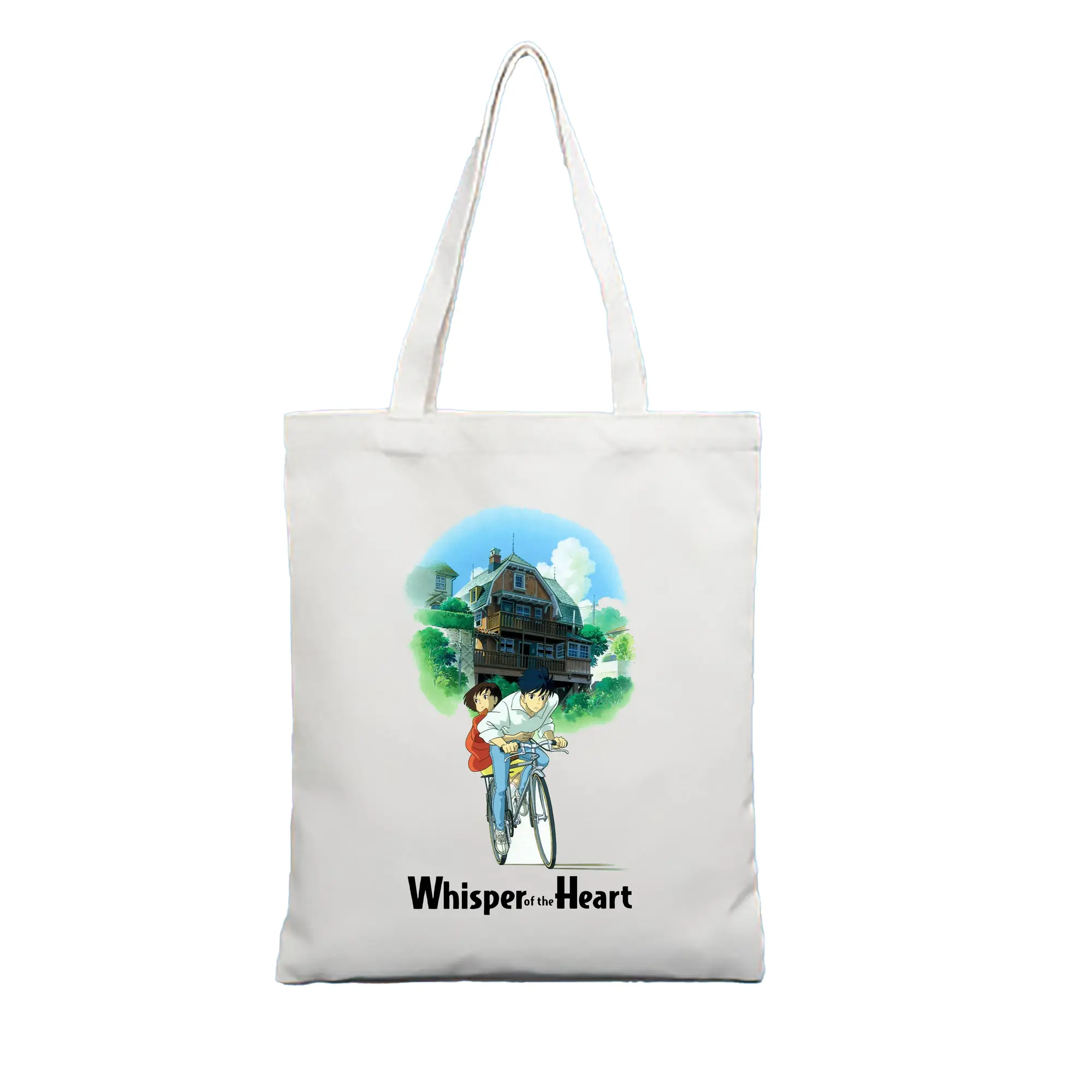 耳をすませば  WhisperOfTheHeart - 縦型キャンバス手提げバッグ（トートバッグ） ・ キャンバス素材 ・ ショッピング用 ・ 軽量 丈夫 お手入れ簡単