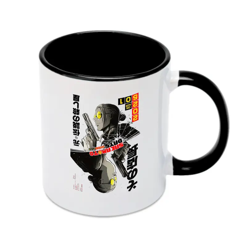 SNSで人気爆発 Sakamoto Days 坂本太郎 にちじょうのサカモト - カラフルマグカップ ・ 陶器 ・ 熱転写プリント ・ 鮮やかデザイン ・ 耐久性 高品質 ・ コーヒー お茶 ギフト用