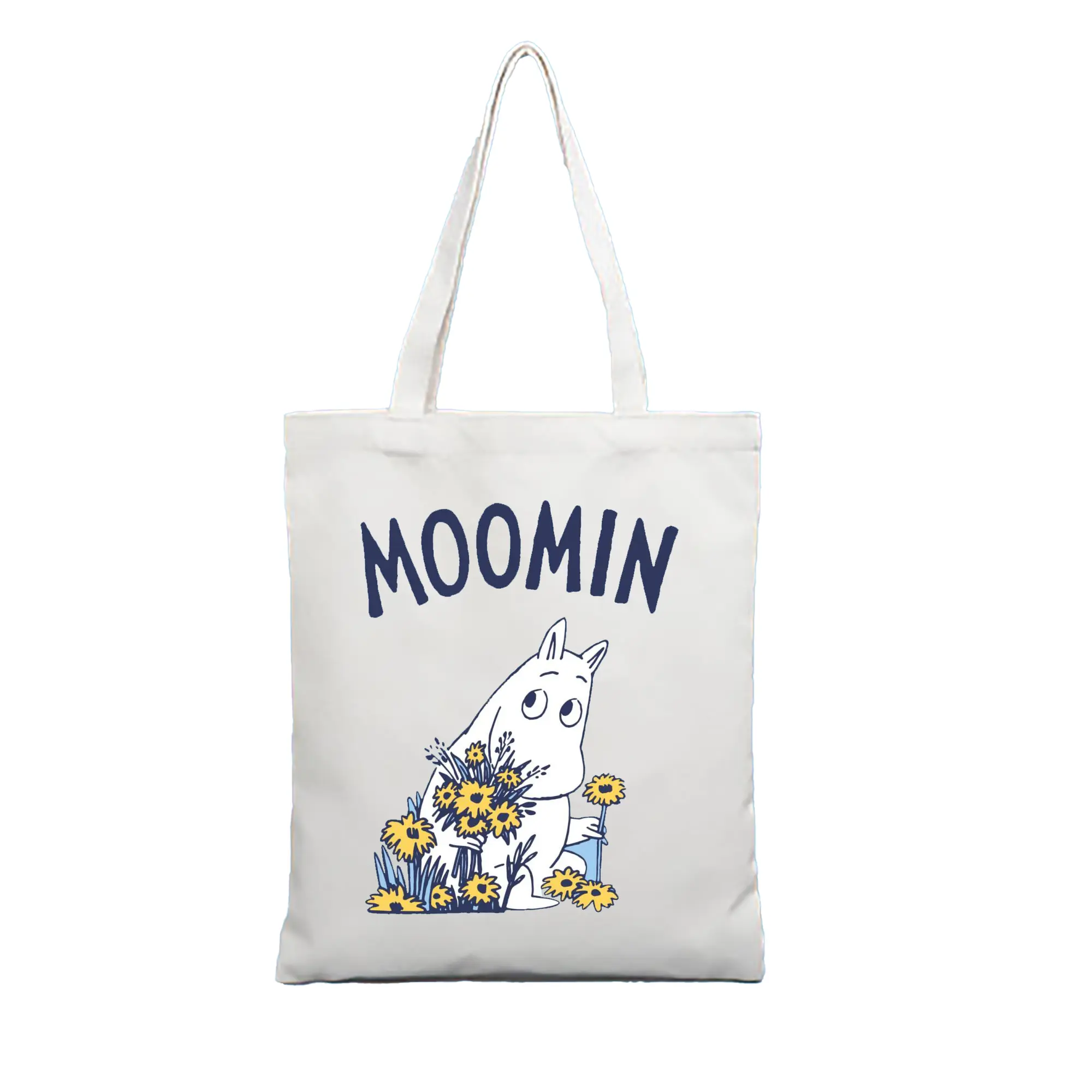 Moomin ムーミンの花と緑の世界 - 縦型キャンバス手提げバッグ（トートバッグ） ・ キャンバス素材 ・ ショッピング用 ・ 軽量 丈夫 お手入れ簡単