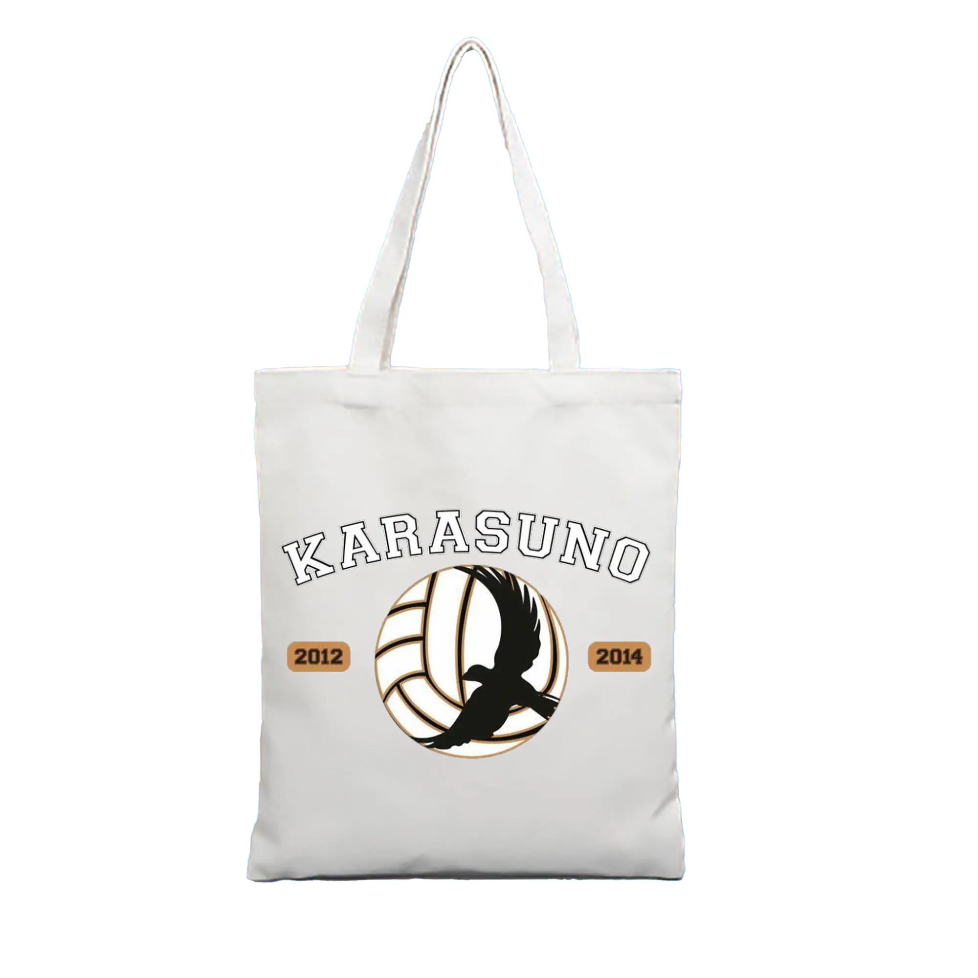 ハイキュー！！烏野高校シンプルロゴ - 縦型キャンバス手提げバッグ（トートバッグ） ・ キャンバス素材 ・ ショッピング用 ・ 軽量 丈夫 お手入れ簡単